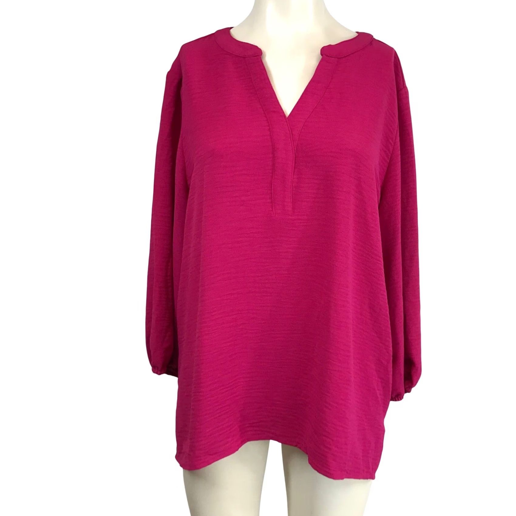 Vintage Chicos Blouse V-Neck Flutter Sleeve 3/4 Size 2 Womens Pink Raspberry Truffle Knit Pullover Size XS / US 0-2 / IT 36-38 - 2 Thumbnail