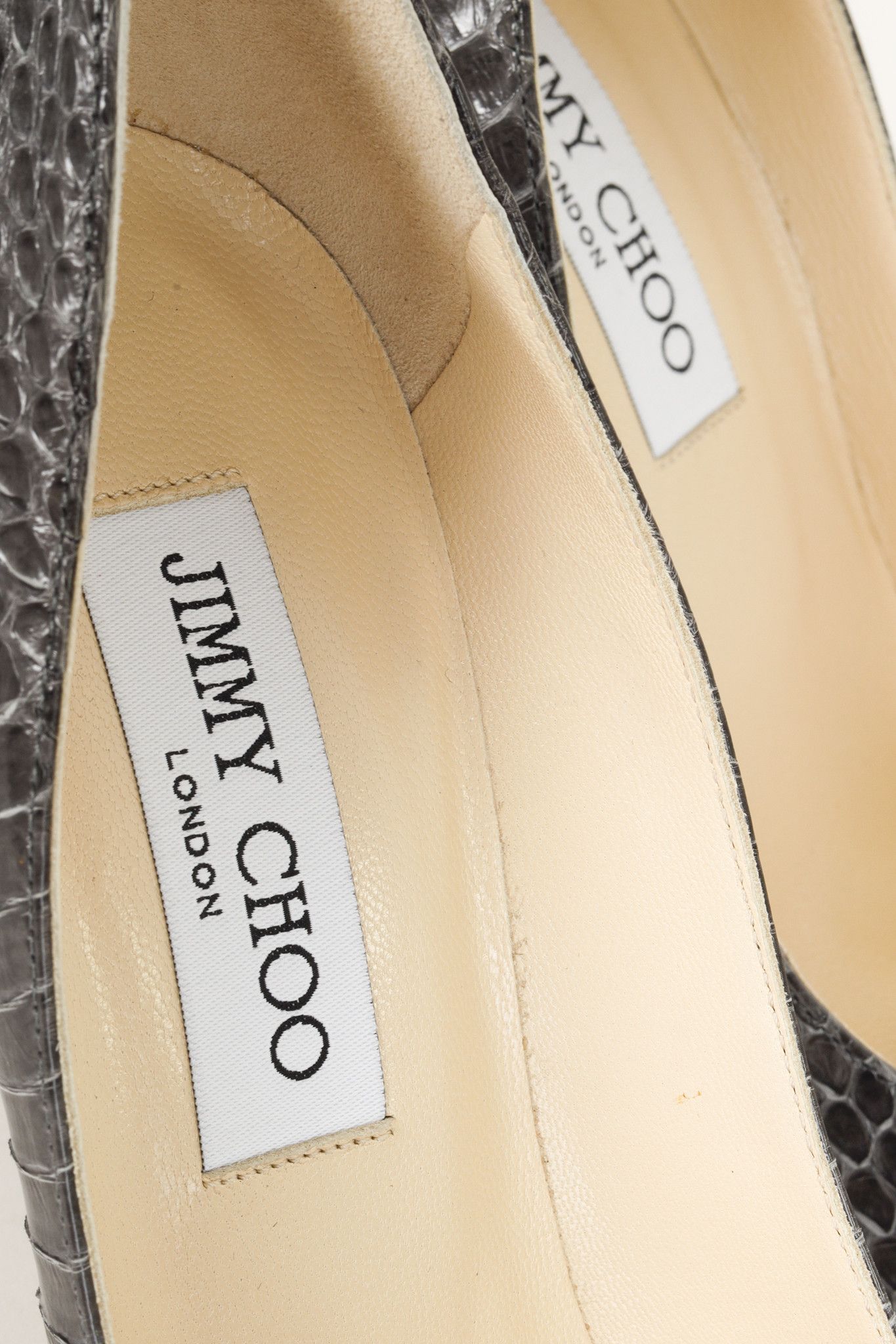 Jimmy Choo Jimmy Choo Grey Pointed Toe Snake Texture Stilettos Size US 6 / IT 36 - 8 Thumbnail