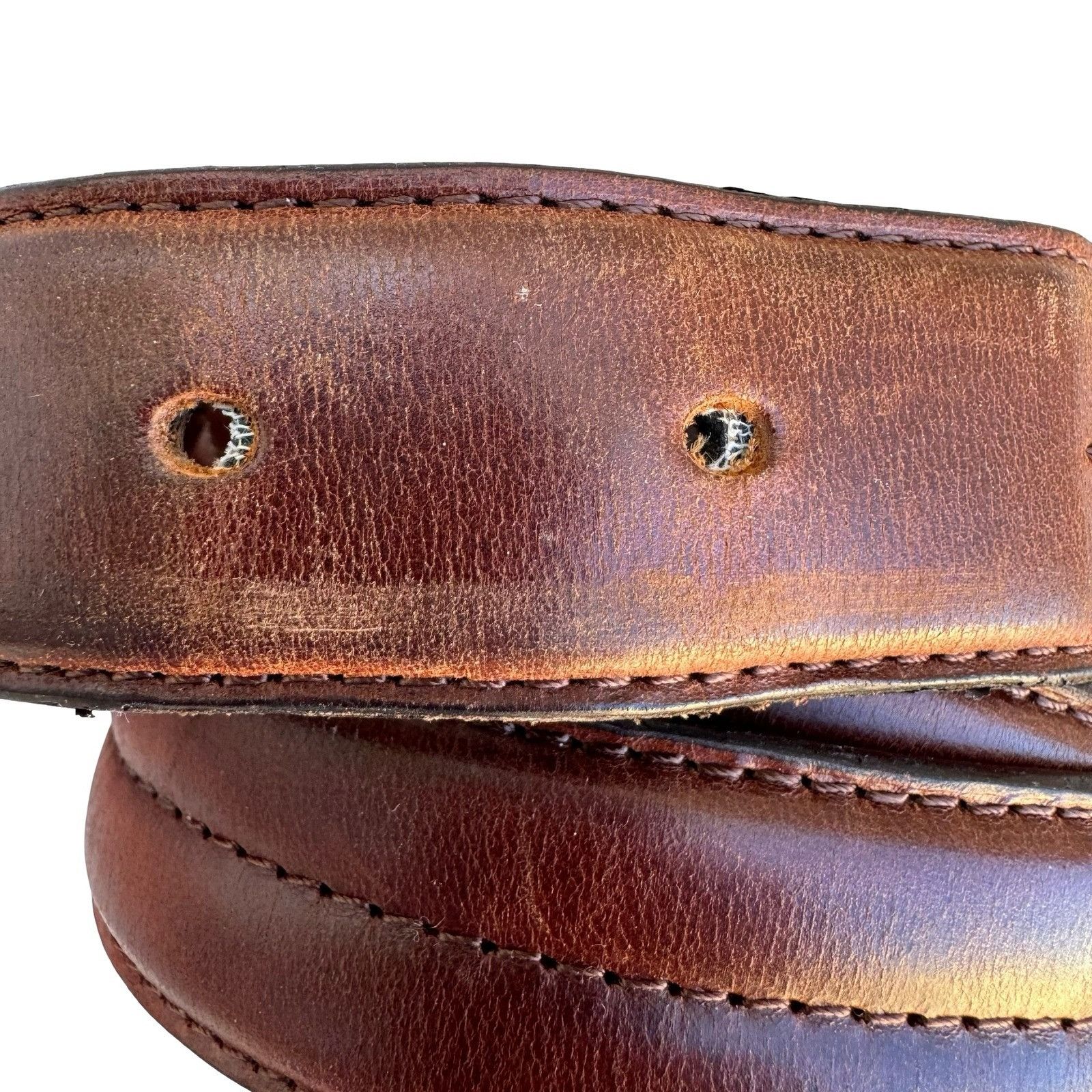 Other HJ-20 Italian Oil-Tanned Cowhide Leather Belt Brown Size 34 Size 34 - 4 Thumbnail
