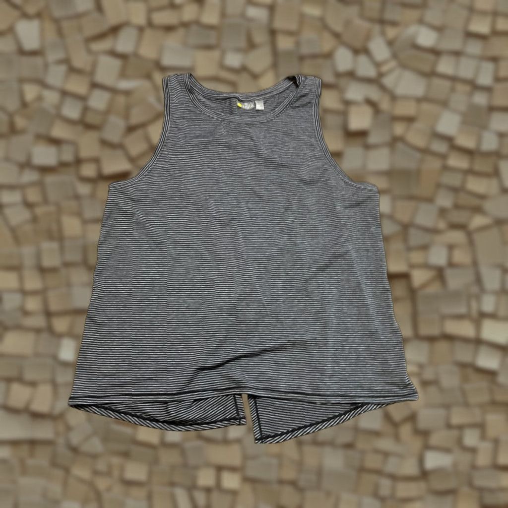 Vintage Zella Tank Top Women's Size L Gray Black Striped Activewear Top Shirt Womens Slim? Size L / US 10 / IT 46 - 1 Thumbnail