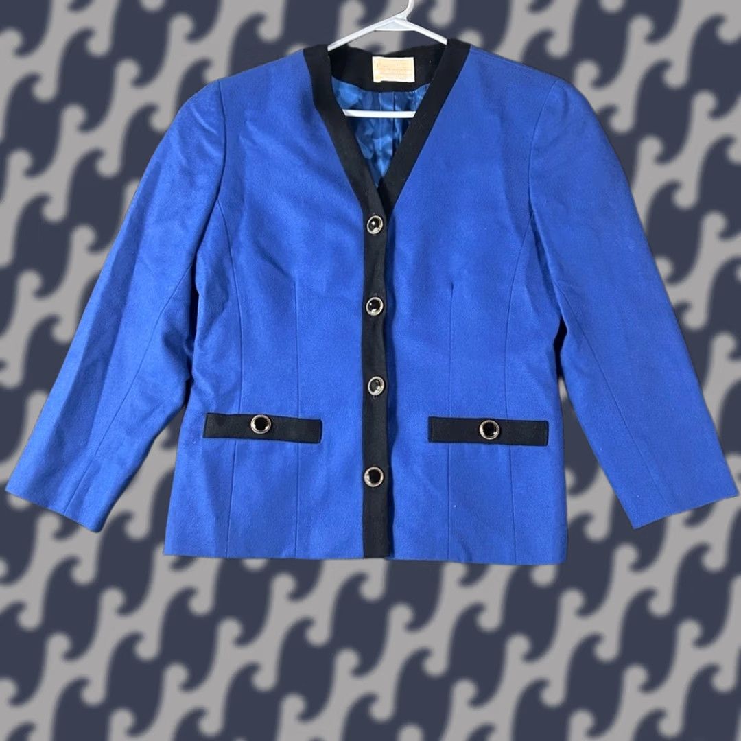Pendleton VTG Pendleton Blazer Wool Blue Women's Medium Collarless Button Front Jacket Size XXL / US 16-18 / IT 52-54 - 1 Thumbnail