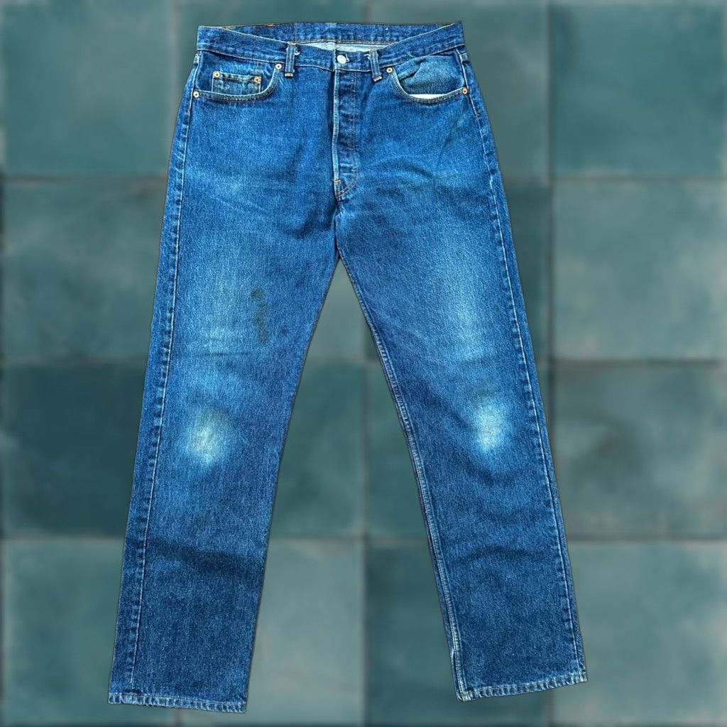 Levi's VINTAGE Levi's 501 Jeans - Button Fly - 38x36 - Light Blue Denim - Men’s Straight Fit, 80s/90s Era, USA Tag, Regular Rise, Cotton Denim, 501 Series Size US 38 / EU 54 - 1 Thumbnail