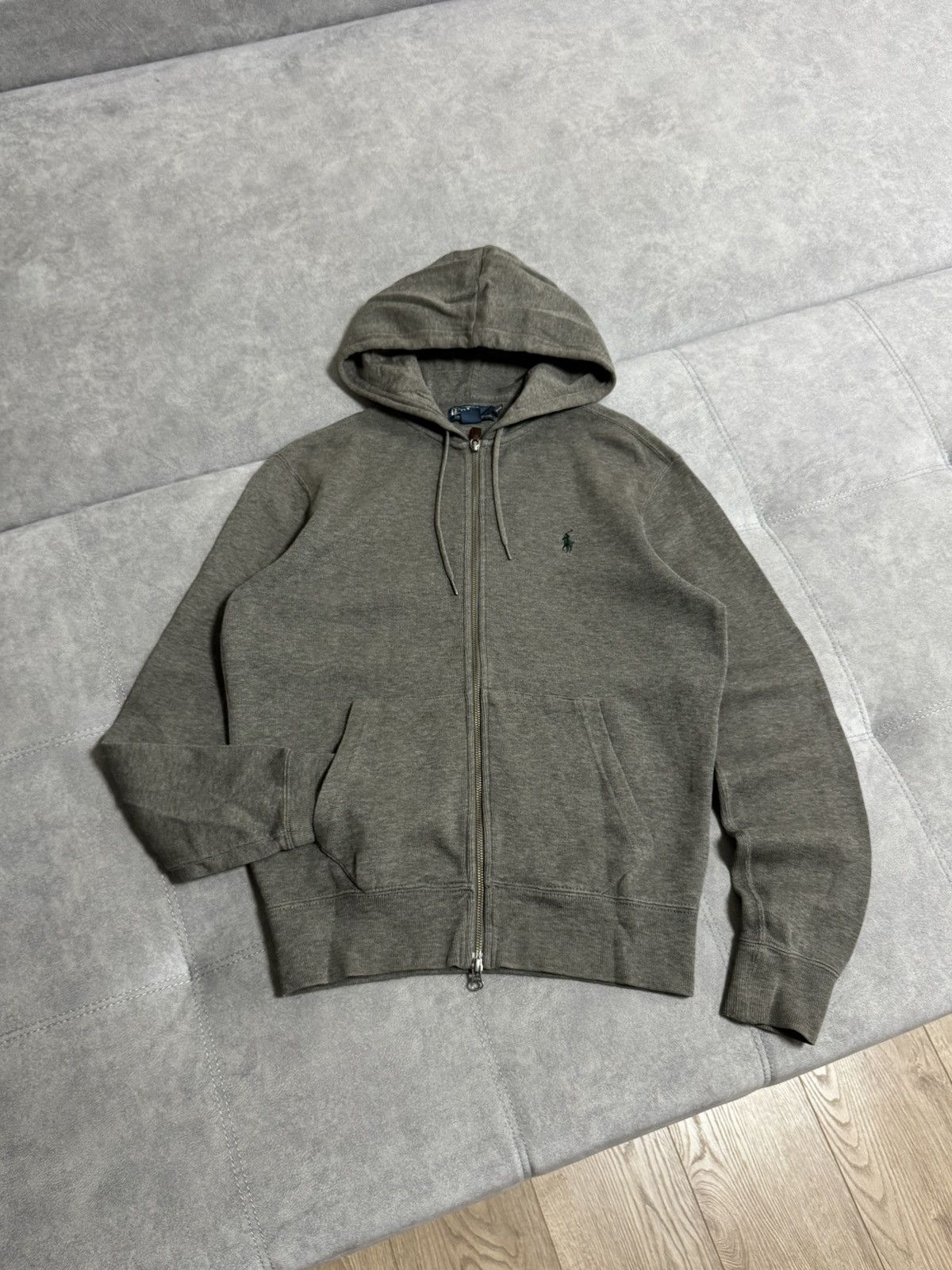 Polo Ralph Lauren Vintage POLO RALPH LAUREN GREEN PONY Gray Zip Hoodie S M Size US S / EU 44-46 / 1 - 1 Thumbnail