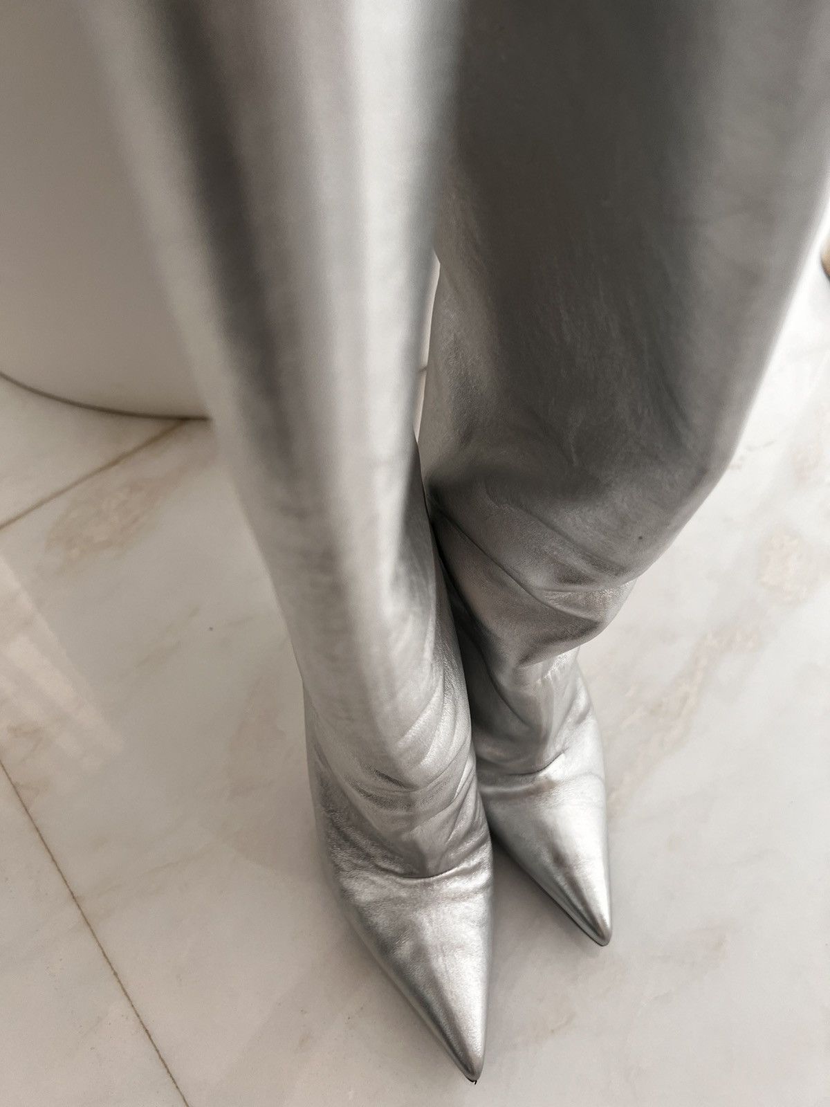 Japanese Brand Knee high wedge silver boots Size US 6.5 / IT 36.5 - 11 Thumbnail