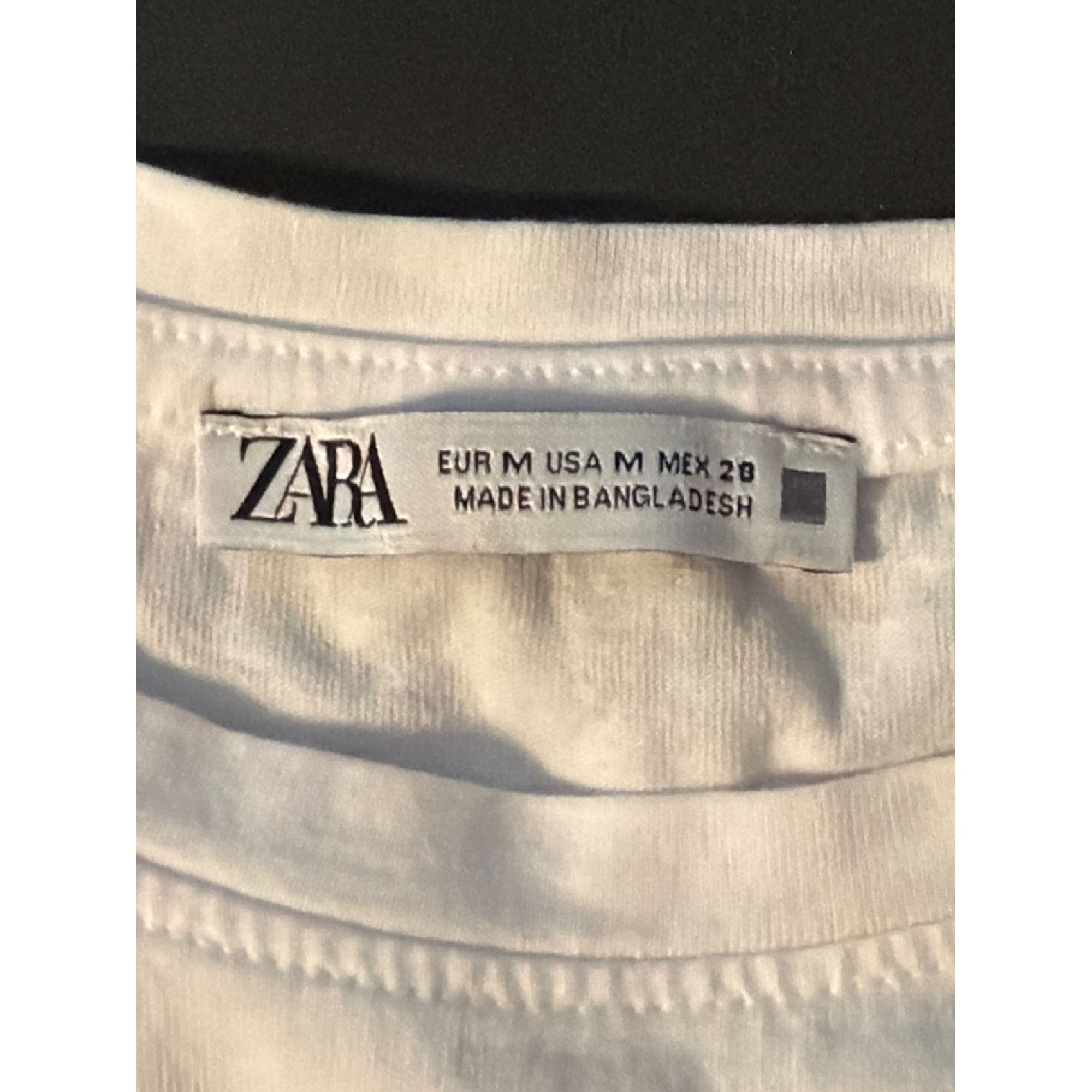 Zara Zara White T Shirt Black Mesh Bows Ribbons Short Sleeve 100% Size M / US 6-8 / IT 42-44 - 4 Thumbnail