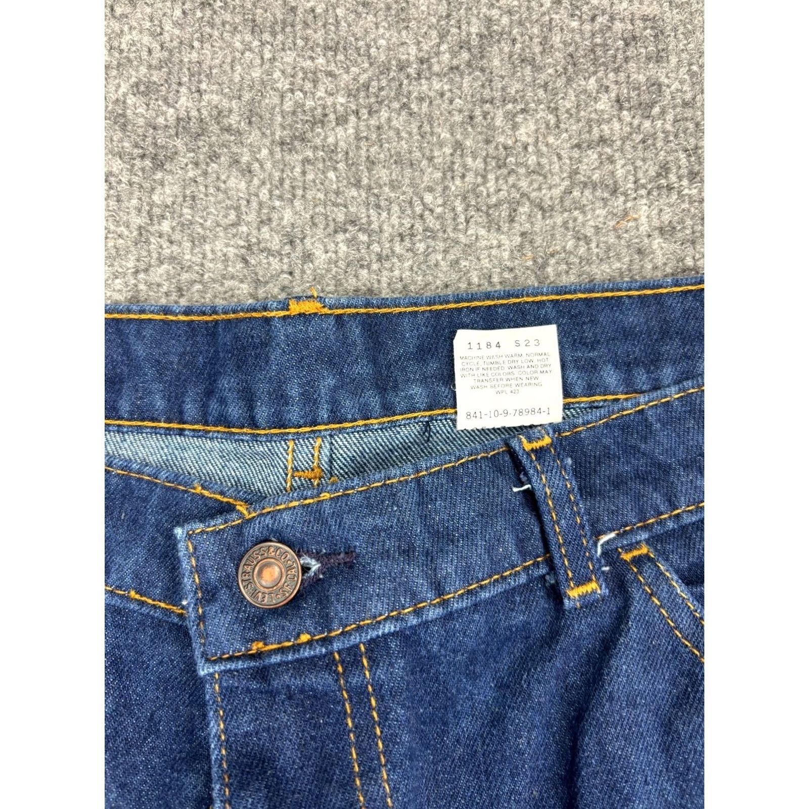 Levi's VINTAGE Levi's 841 Orange Tab Jeans Men W40 x L30 Dark Blue 70s Work Pant Jeans Regular Bootcut USA 80s Hippie Pockets Mens Size US 40 / EU 56 - 2 Thumbnail