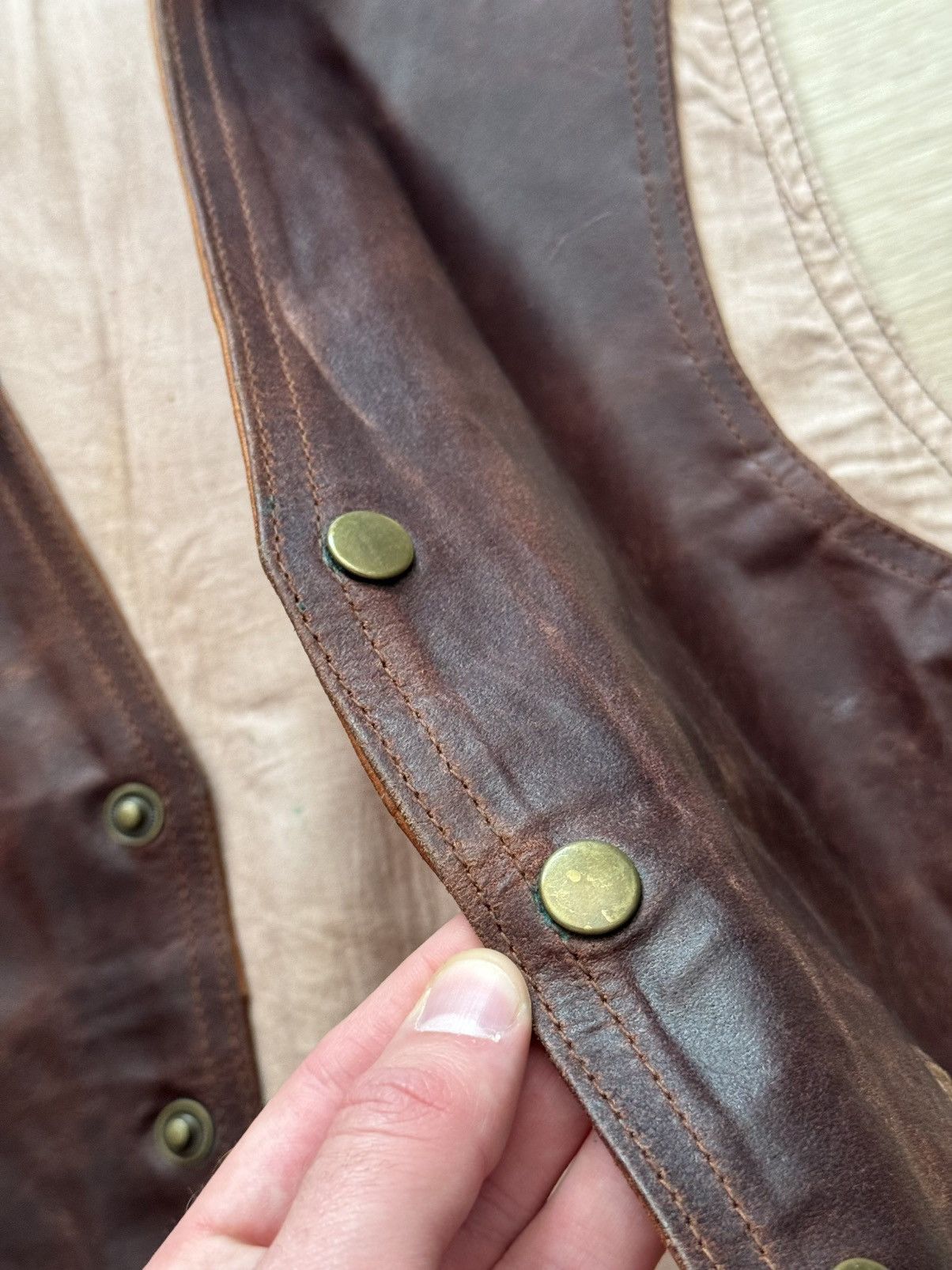Genuine Leather Vintage 90’s Let’s Move Driver Jeans Leather Western Vest Size US M / EU 48-50 / 2 - 10 Thumbnail
