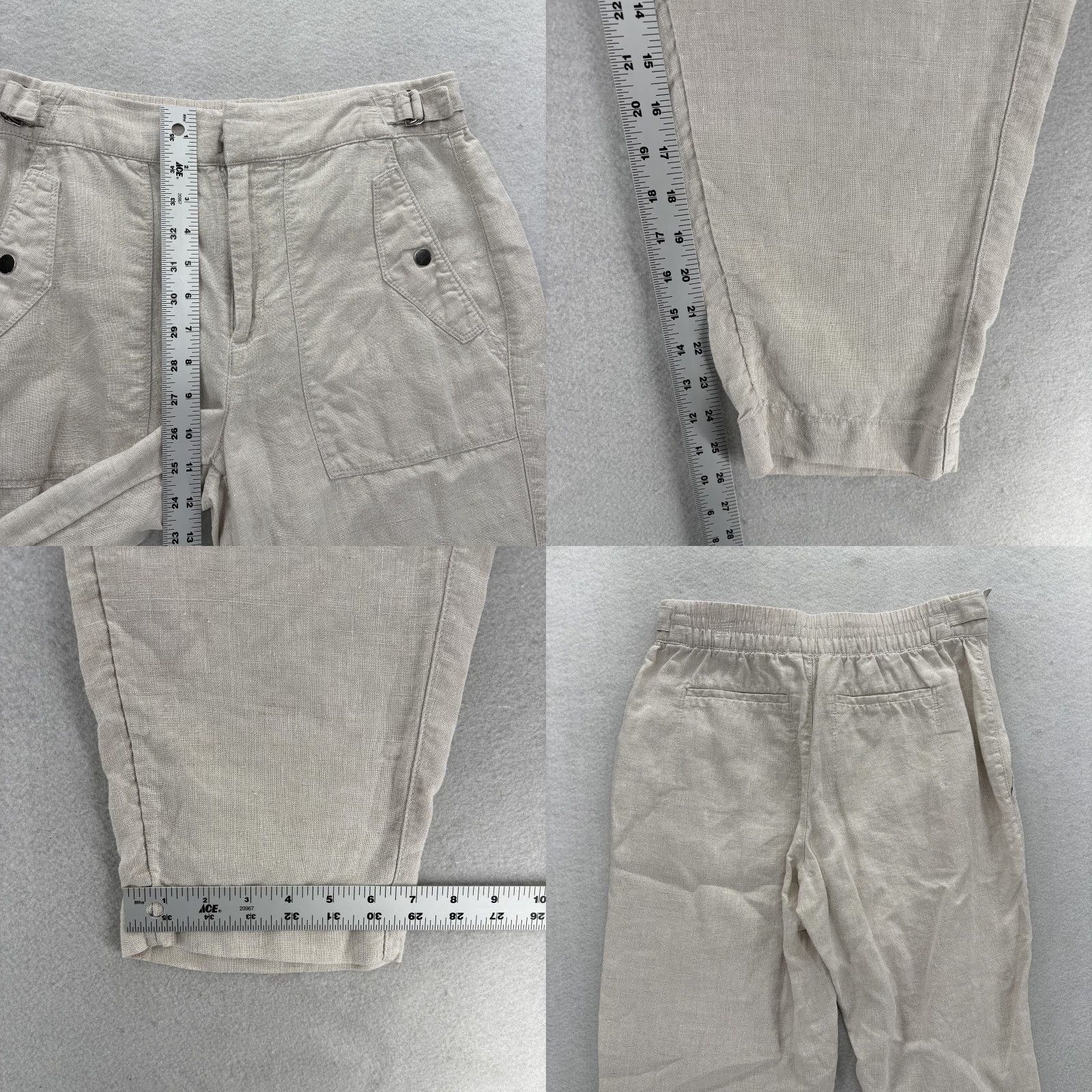 Athleta Athleta Voyager Linen Pant Womens 6 Beige Crop Lightweight Adjustable Waist Camp Pants Size 28" / US 6 / IT 42 - 8 Thumbnail