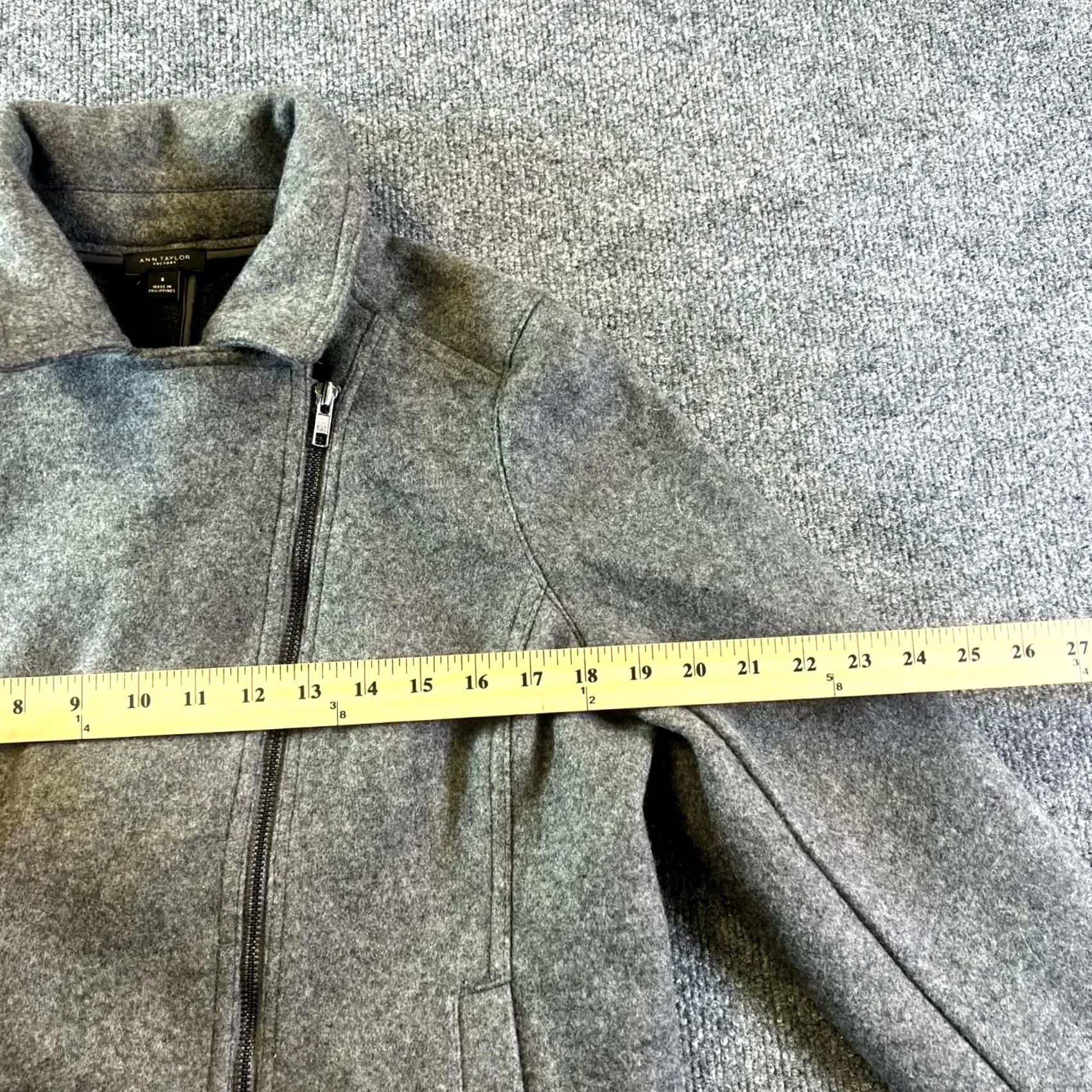 Ann Taylor Ann Taylor Biker Jacket Women's 8 Gray Polyester Asymmetrical Zip Moto Travel Size M / US 6-8 / IT 42-44 - 2 Thumbnail