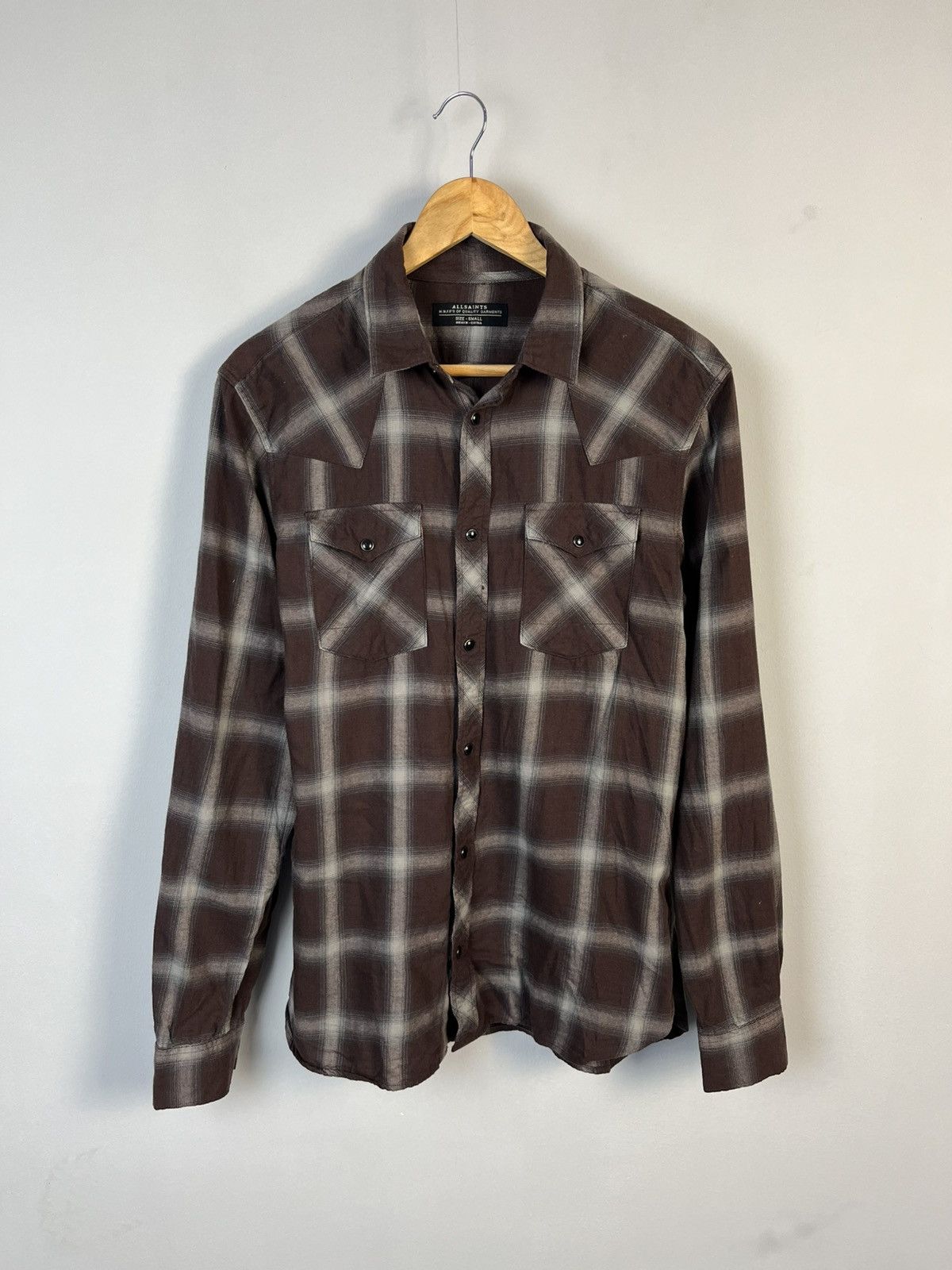 Allsaints All Saints Cotton Plaid Long Sleeve Shirt Size US S / EU 44-46 / 1 - 1 Thumbnail
