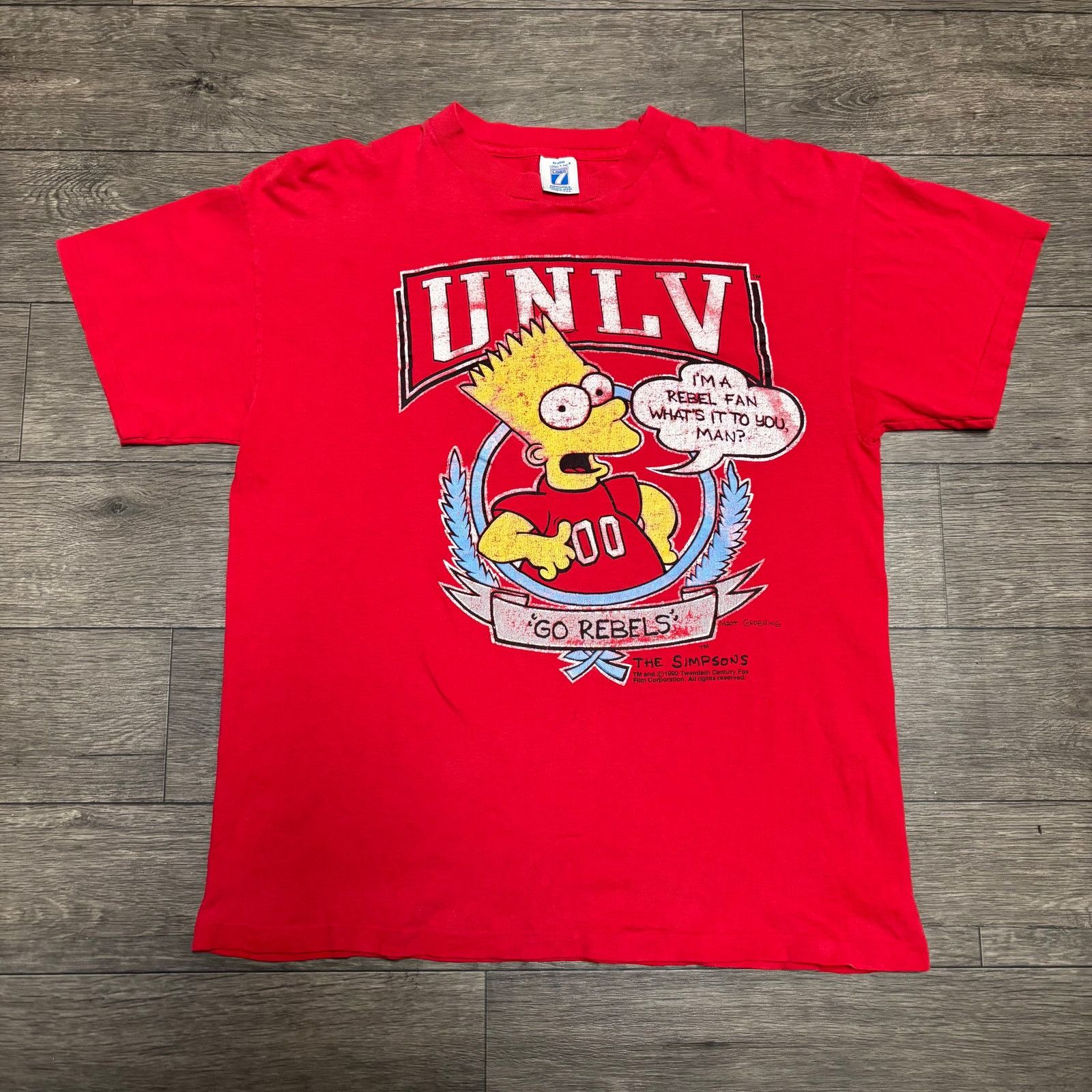 Logo 7 × Vintage Vintage UNLV Rebels Bart Simpsons 1990 Red Shirt Size US L / EU 52-54 / 3 - 1 Thumbnail