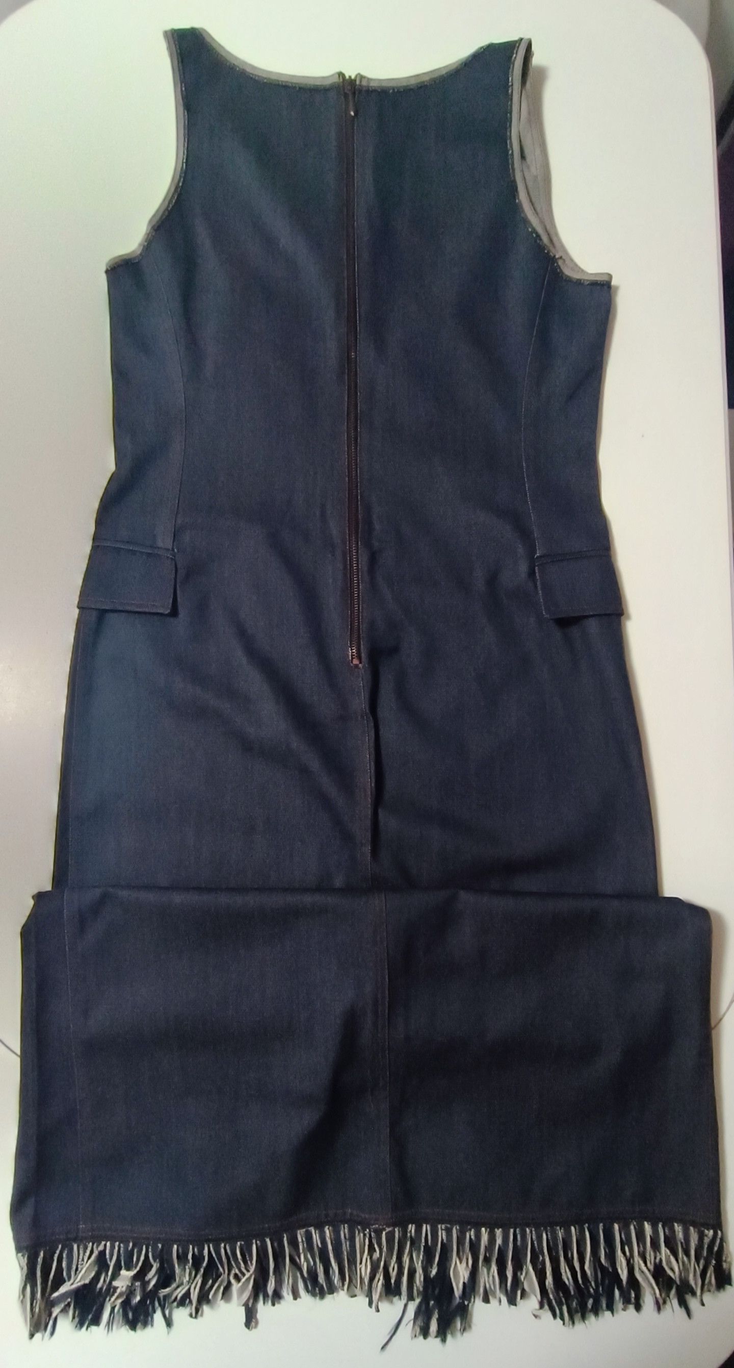 Jean Paul Gaultier Fall 1992- GaultierJeans - Fringed denim long dress Size L / US 10 / IT 46 - 19 Thumbnail