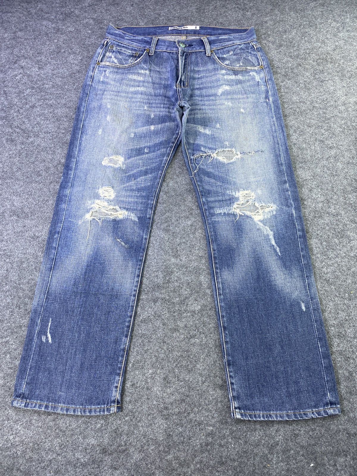 Japanese Brand × Jean Savignac 'de Denim Distressed Blue Wash Jeans - J956 Size US 34 / EU 50 - 2 Thumbnail