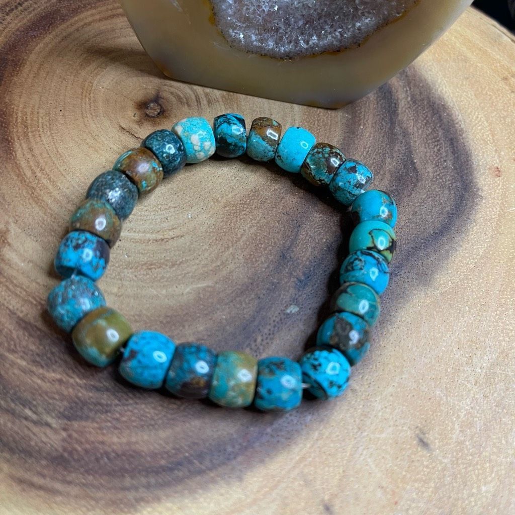 Other Turquoise beaded stretch bracelet ONE NEW reiki meditation crystal healing 9mm barrel beads Size ONE SIZE - 3 Thumbnail