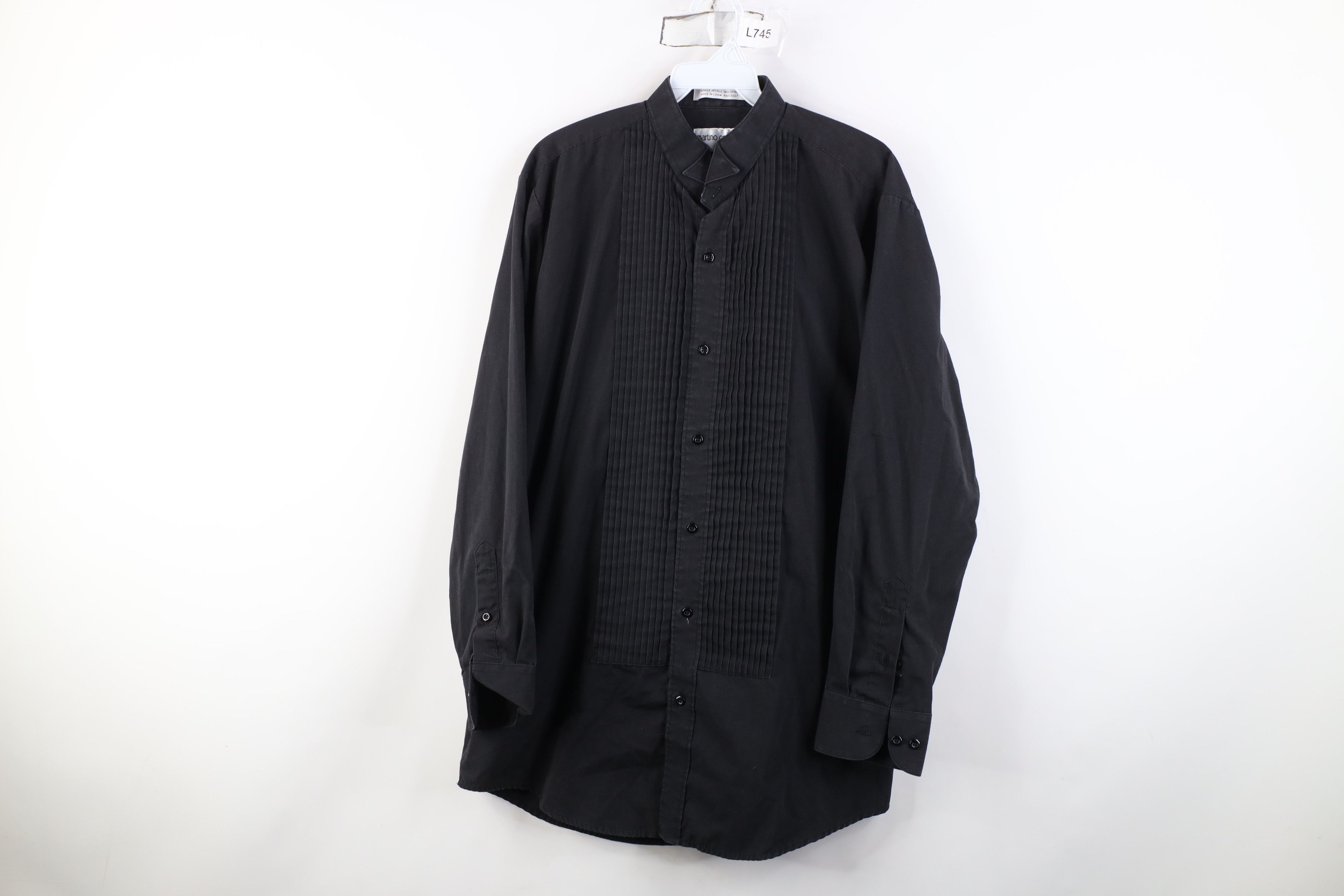 Vintage Vintage 90s Streetwear Formal Tuxedo Button Shirt Black Size US M / EU 48-50 / 2 - 1 Thumbnail