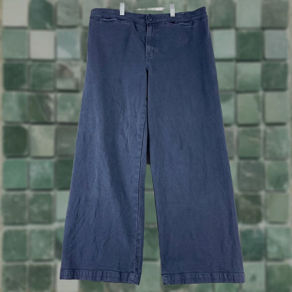 Madewell Madewell Emmett Pants Womens Size 32 Blue Wide-Leg Crop High-Rise Casual Pocket Pants Size 24" / US 00 / IT 34 - 1 Thumbnail