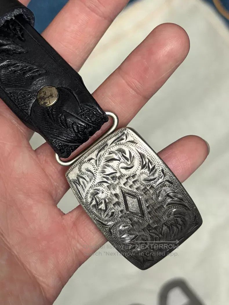RRL Ralph Lauren RRL Ralph Lauren Vintage Carved Floral Handmade Belt Full Size ONE SIZE - 3 Thumbnail