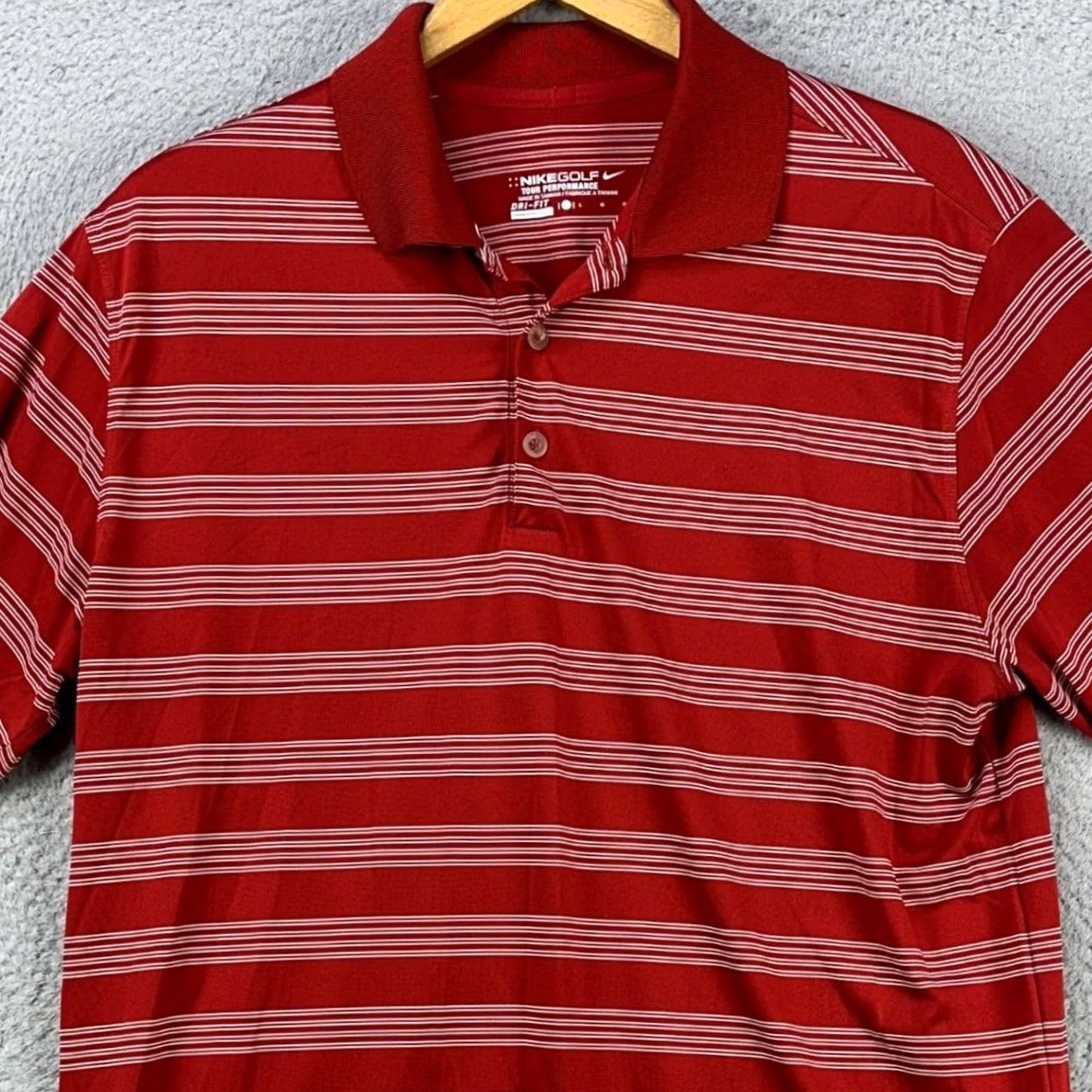 Nike Nike Dri Fit Golf Polo Shirt Mens Large Red White Stripes Tour Performance Rugby Size US L / EU 52-54 / 3 - 2 Thumbnail