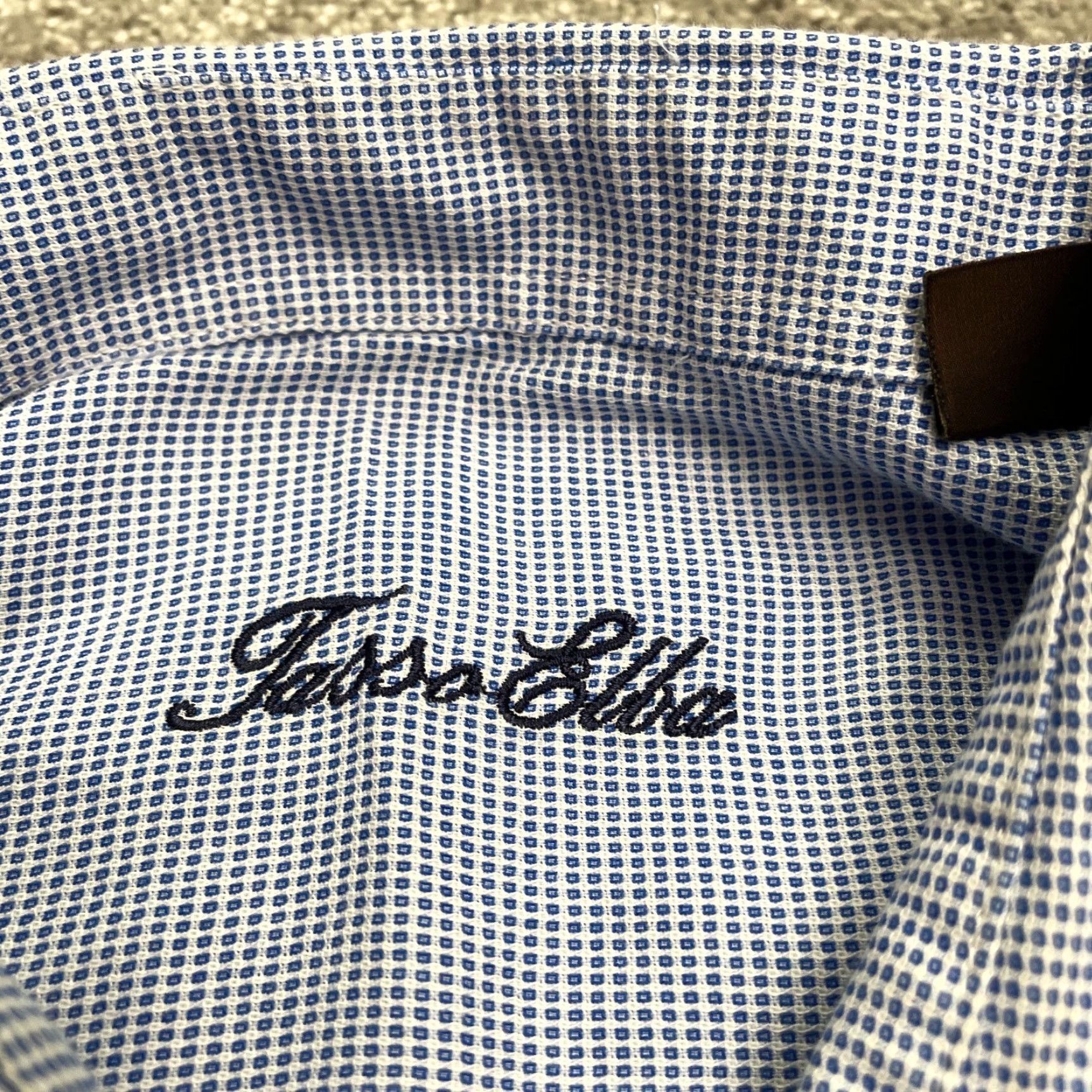 Tasso Elba Tasso Elba Dress Shirt XL 17-17.5 Blue 100% Cotton Classic Business Casual Mens Size 46R - 7 Thumbnail