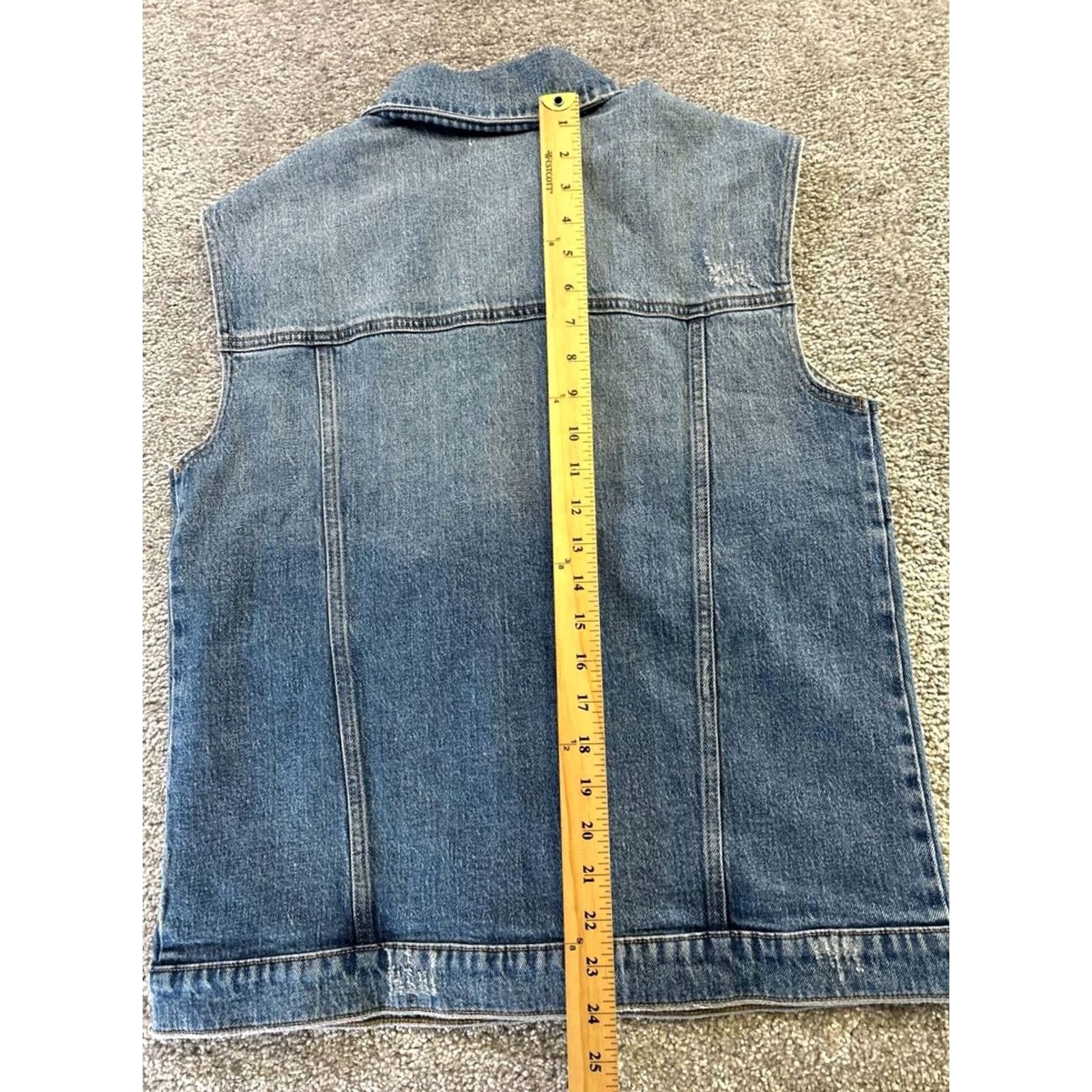 Denime Evereve Blue Cotton Denim Vest Womens XS Size XS / US 0-2 / IT 36-38 - 7 Thumbnail