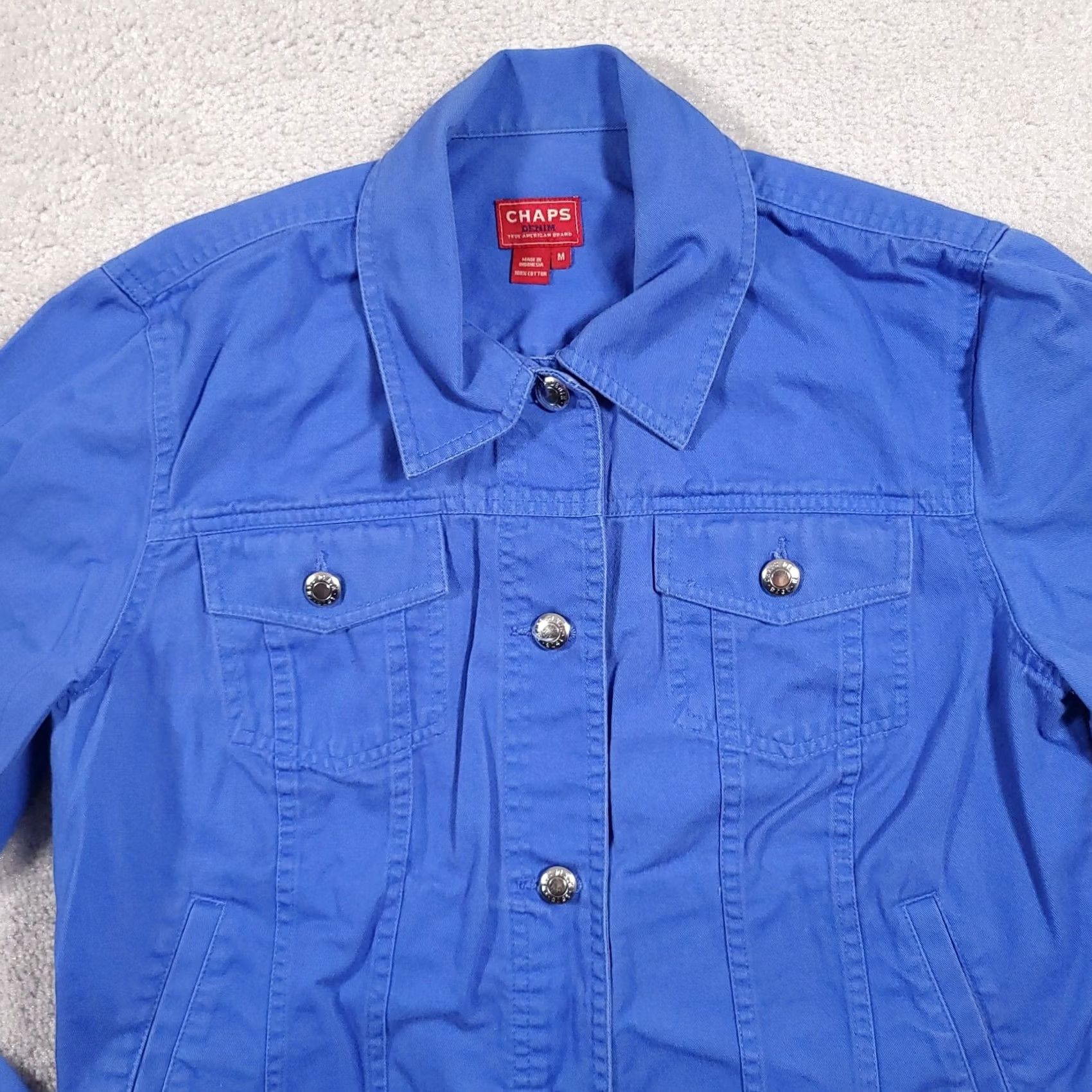Chaps Chaps Denim Jean Jacket Women's Medium Blue Button Flap Pockets Classic Jacket Men? Wait. Size 32" / US 10 / IT 46 - 3 Thumbnail