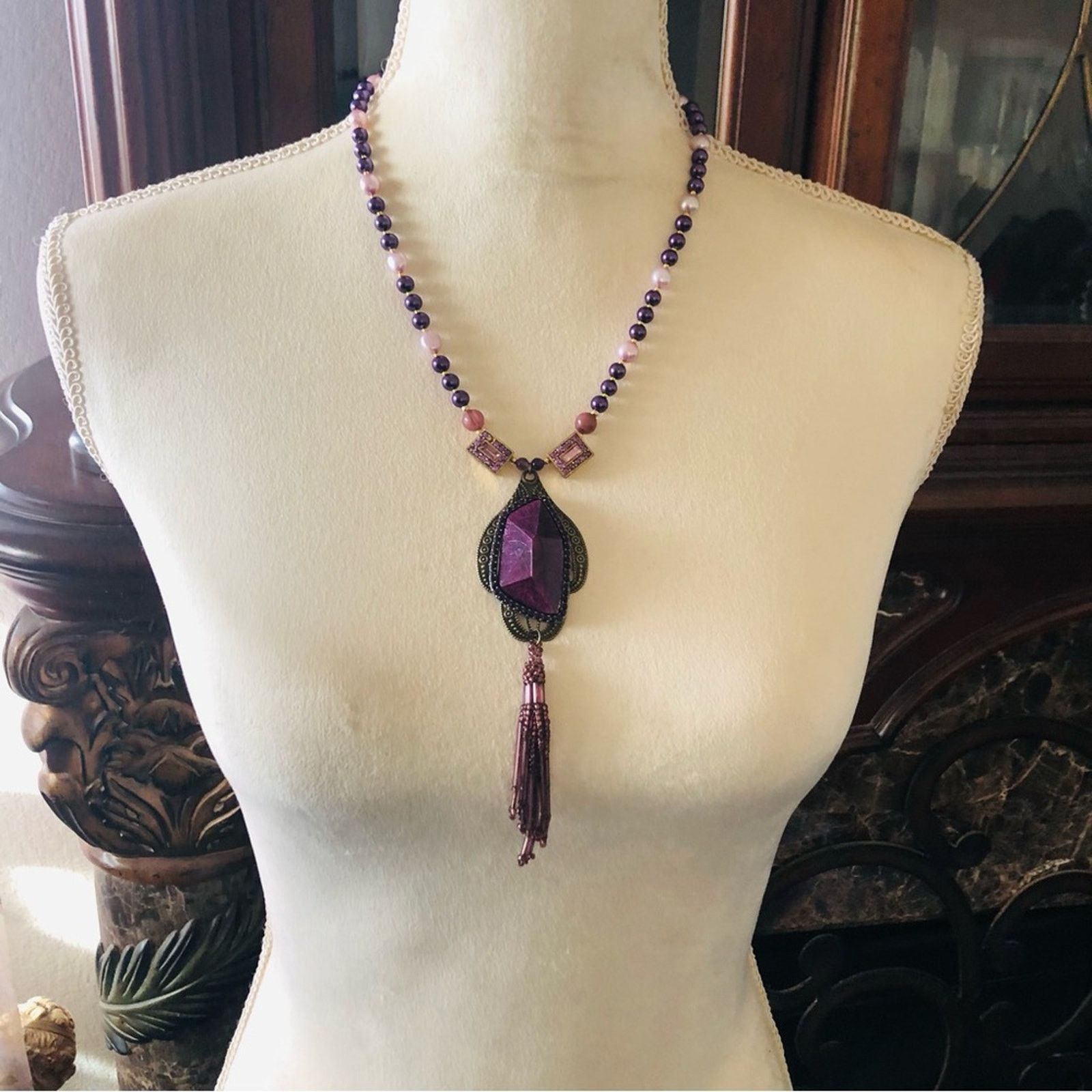 Handmade Handcrafted repurpose lilac freshwater purple Pearl necklace Size ONE SIZE - 5 Thumbnail