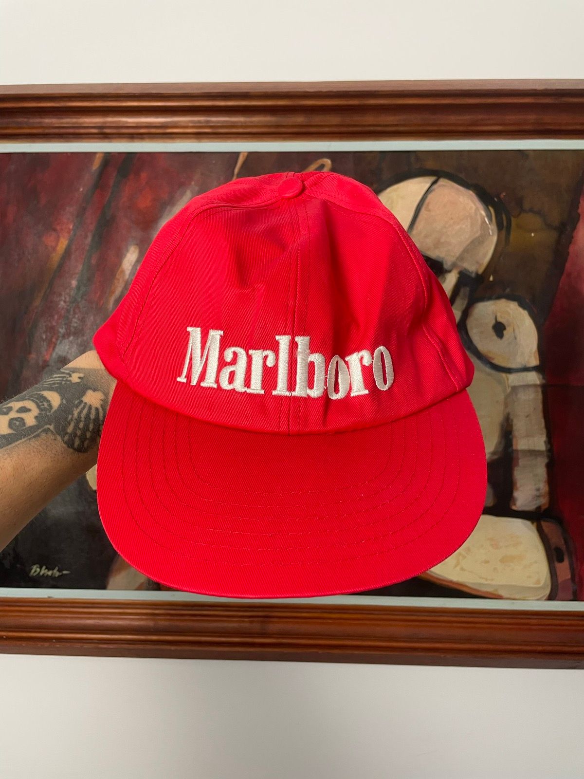 Pre-owned Hat X Marlboro Vintage Classic Logo Hat Snapback Cap Hype In Red