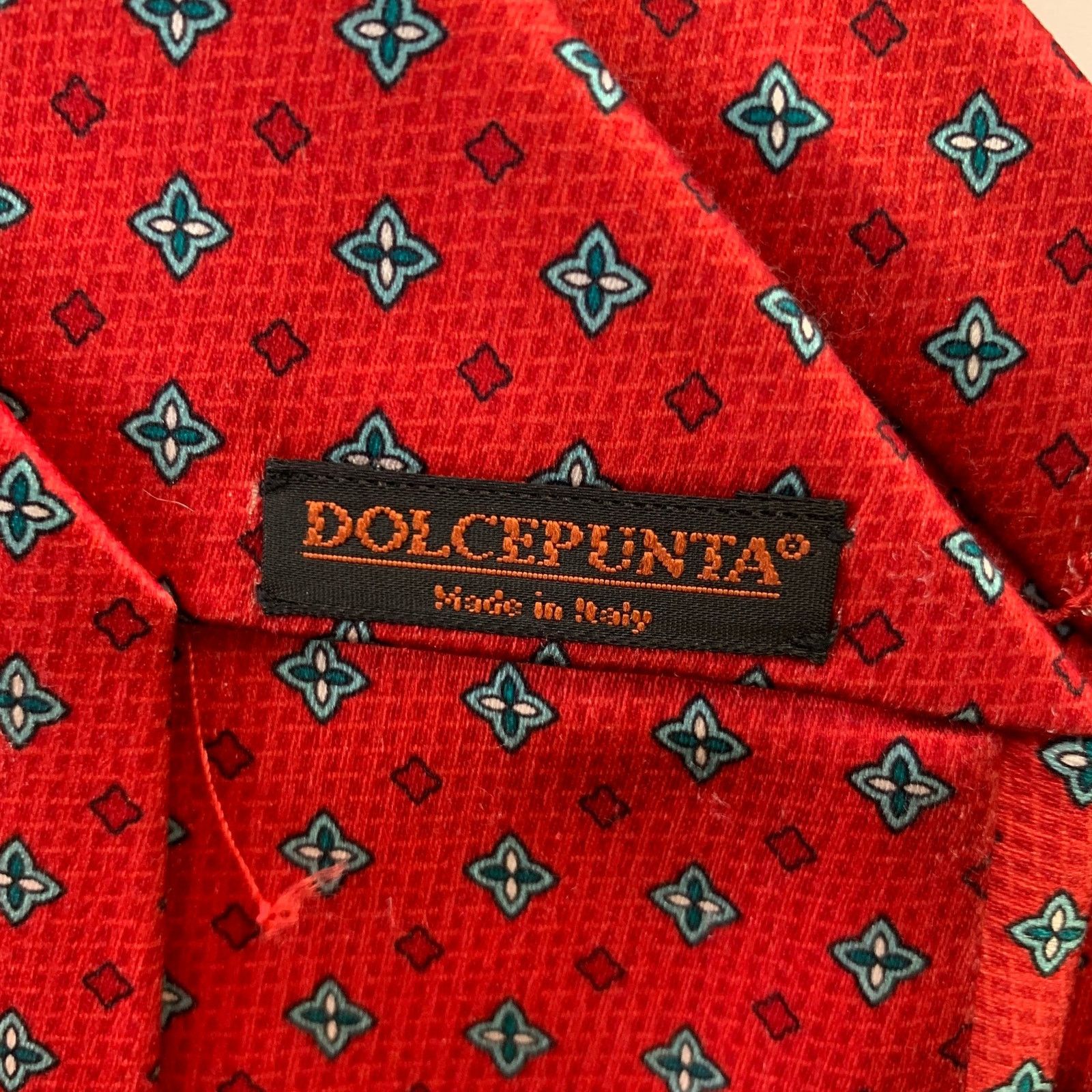 Dolcepunta DOLCEPUNTA Red Blue Silk Foulard Tie Size ONE SIZE - 3 Thumbnail