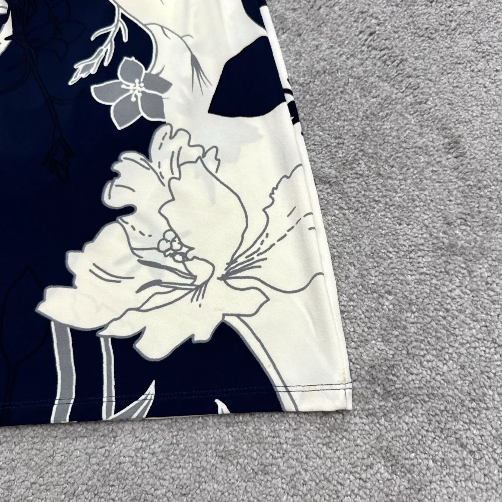 J.Crew Lauren Ralph Lauren Dress Womens 6 Navy White Floral Ruched Sheath Cap Sleeve Size M / US 6-8 / IT 42-44 - 4 Thumbnail
