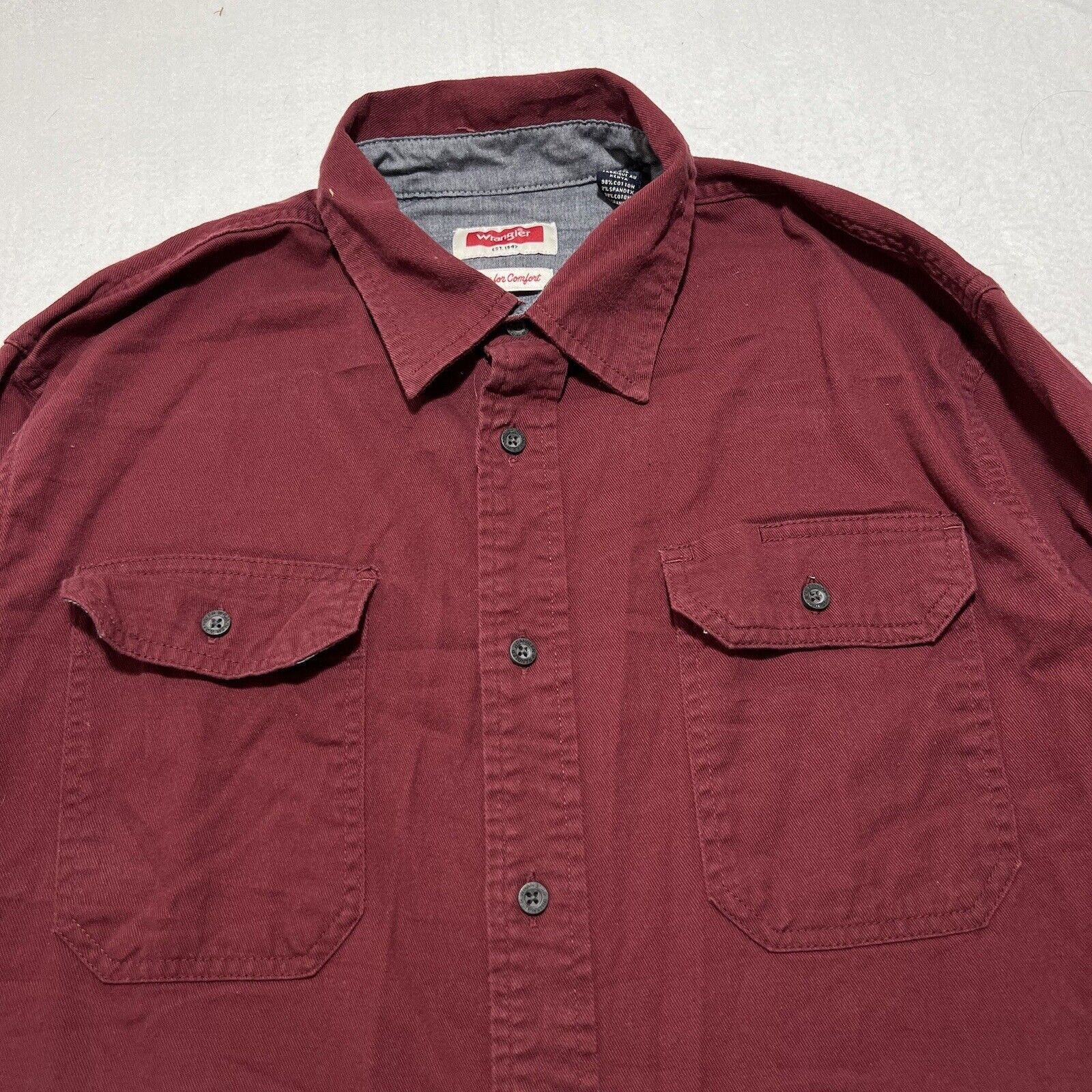 Wrangler Wrangler Medium Maroon Button Up Flannel Shirt Long Sleeve Size US M / EU 48-50 / 2 - 2 Thumbnail