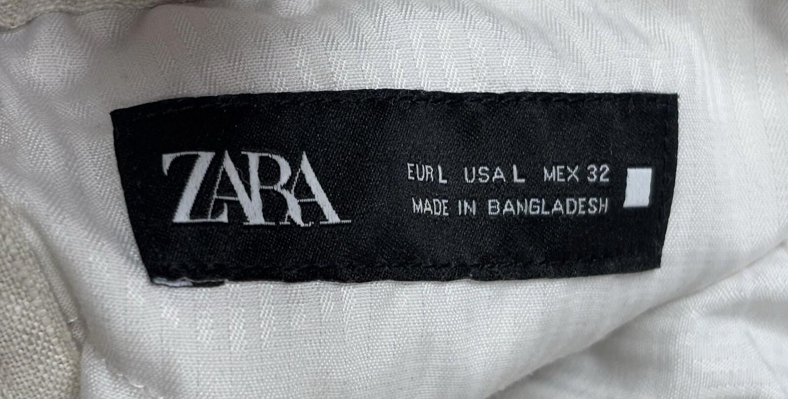 Zara Zara Linen Pants Women's Large Straight Leg Beige Preppy Size 36" / US 14 / IT 50 - 2 Thumbnail