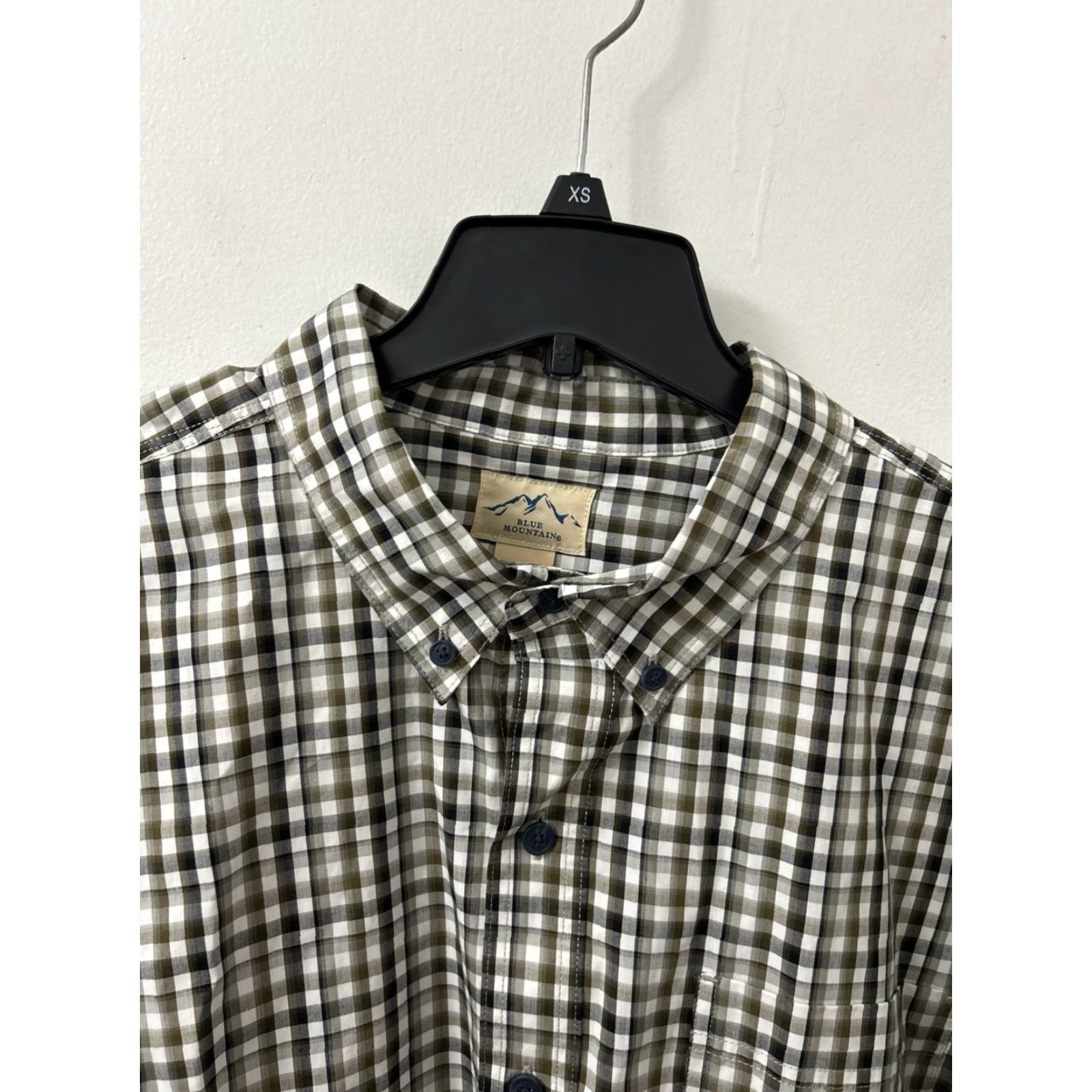 The Mountain Blue Mountain Shirt Mens 2XL Green Oxford Plaid Poplin Button Down Short Sleeve Shirt Size US XXL / EU 58 / 5 - 6 Thumbnail