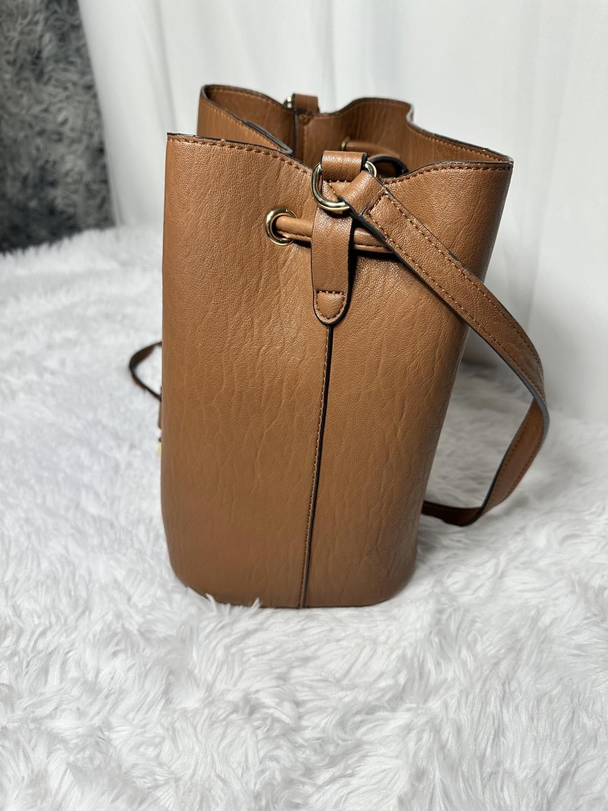 Calvin Klein Calvin Klein Brown Leather Bucket Bag with Drawstring Size ONE SIZE - 5 Thumbnail