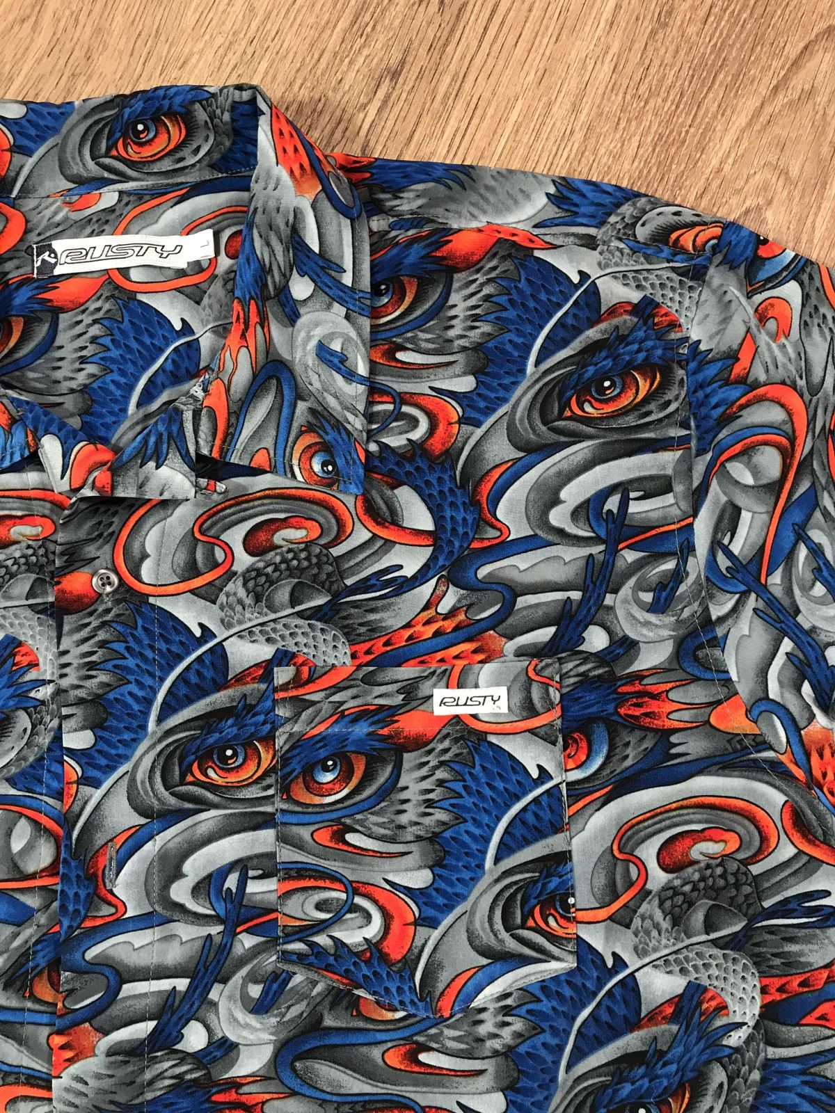 Rusty × Vintage Vintage Rusty Shirt Dragon Over Print Size US L / EU 52-54 / 3 - 3 Thumbnail