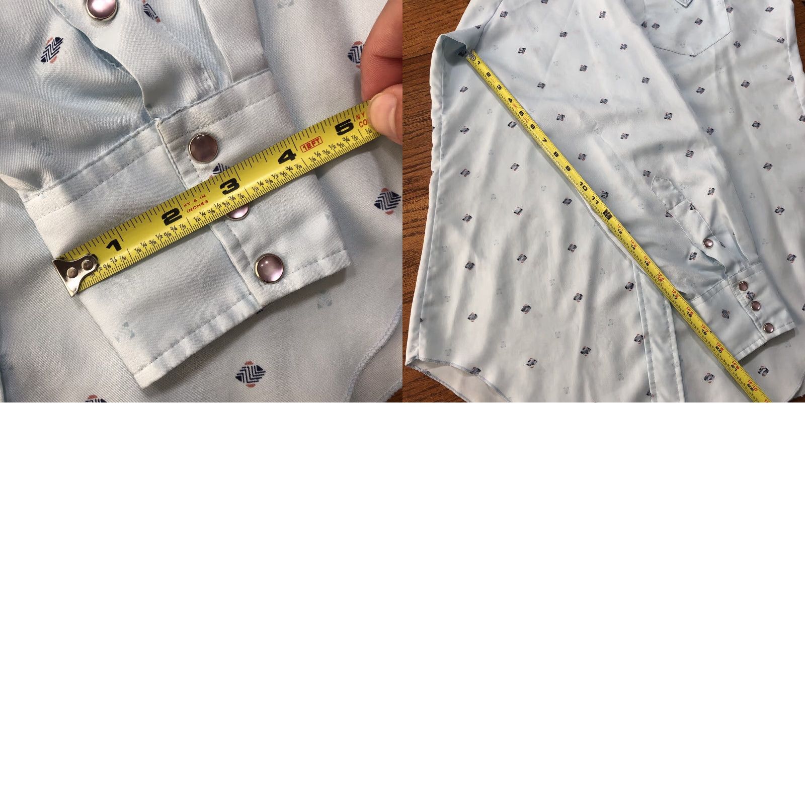 Vintage Vtg H Bar C Men 16 X 34 Pearl Snap Geometric Long Sleeve Western Shirt Long Tail Size US L / EU 52-54 / 3 - 9 Thumbnail