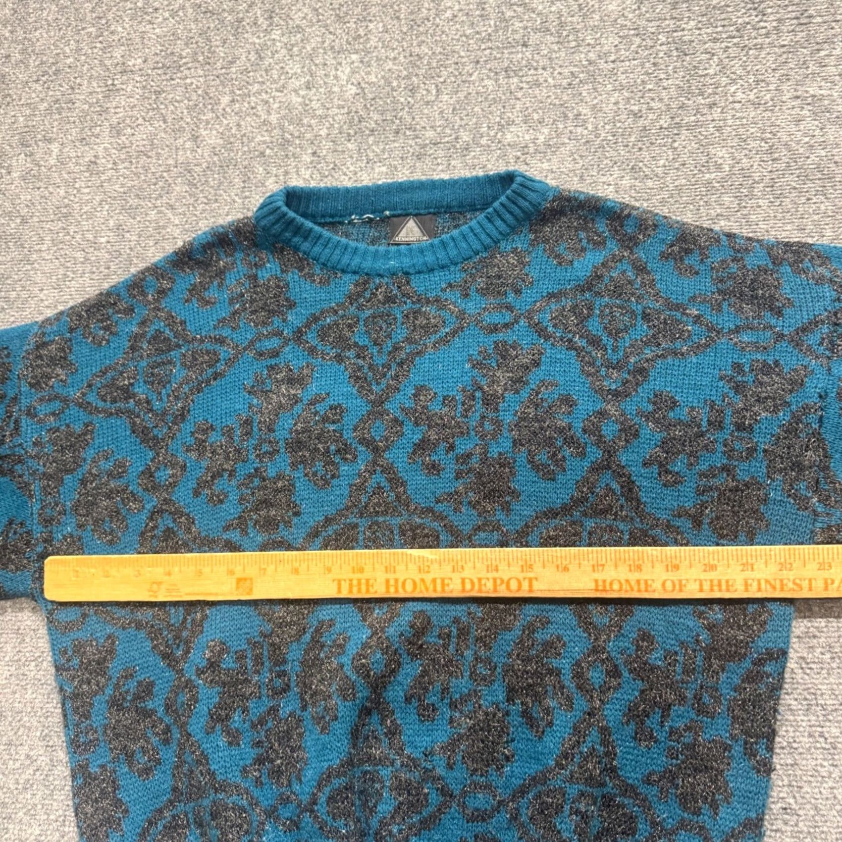 Vintage VINTAGE Knitted Sweater Mens M Blue Patterned Kennington Teal Gray 90s Size US M / EU 48-50 / 2 - 6 Thumbnail