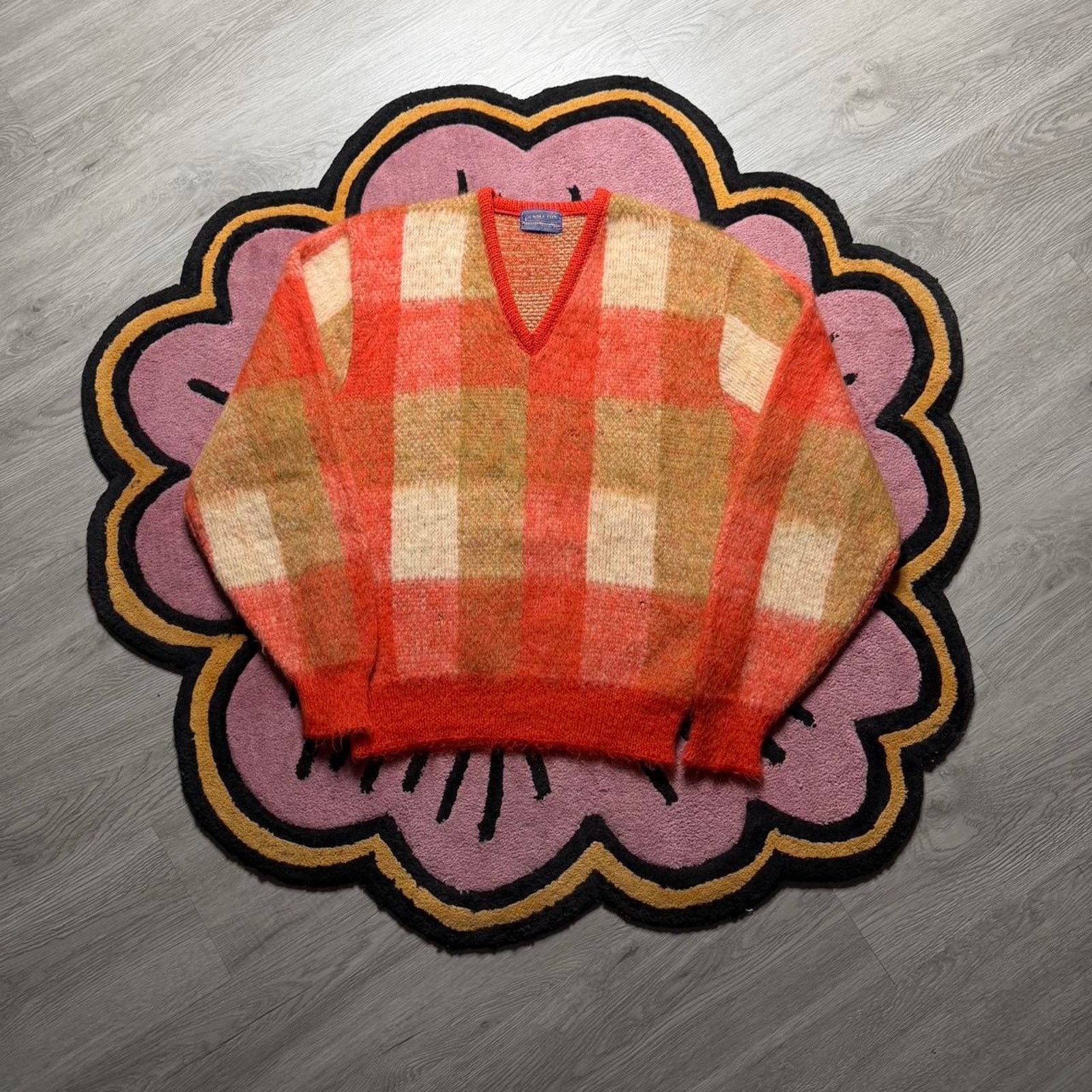 Vintage 70’s Pendleton Shaggy V-Neck Virgin Wool Sweater