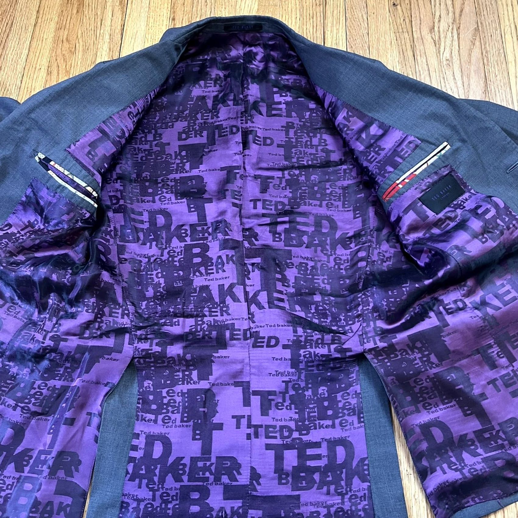 Ted Baker TED BAKER Suit Blazer Sport Coat Jacket 40R Gray Wool Lined Mens Size 40R - 3 Thumbnail