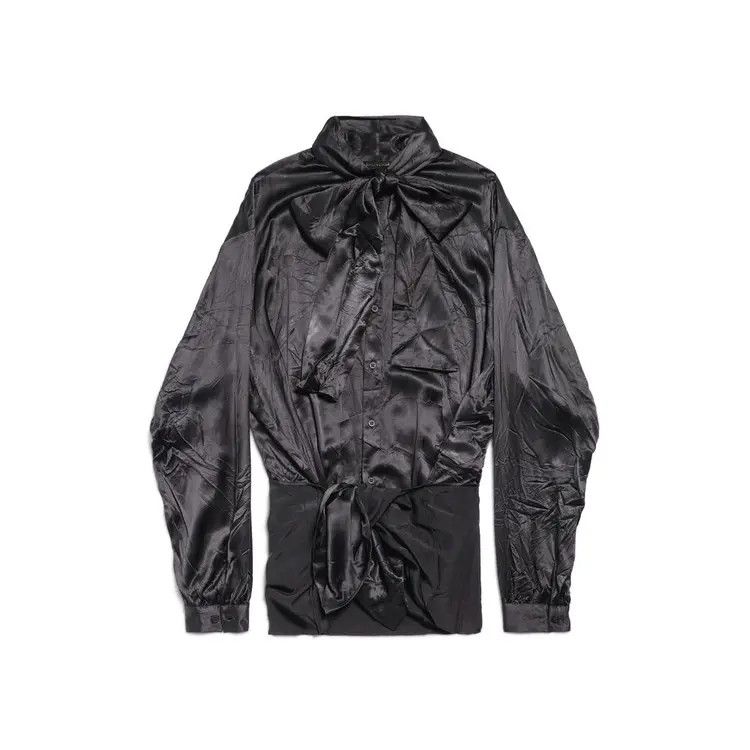 Balenciaga o1la1rc1a1125 Knotted Lavalière Blouse in Black Size S / US 4 / IT 40 - 1 Thumbnail