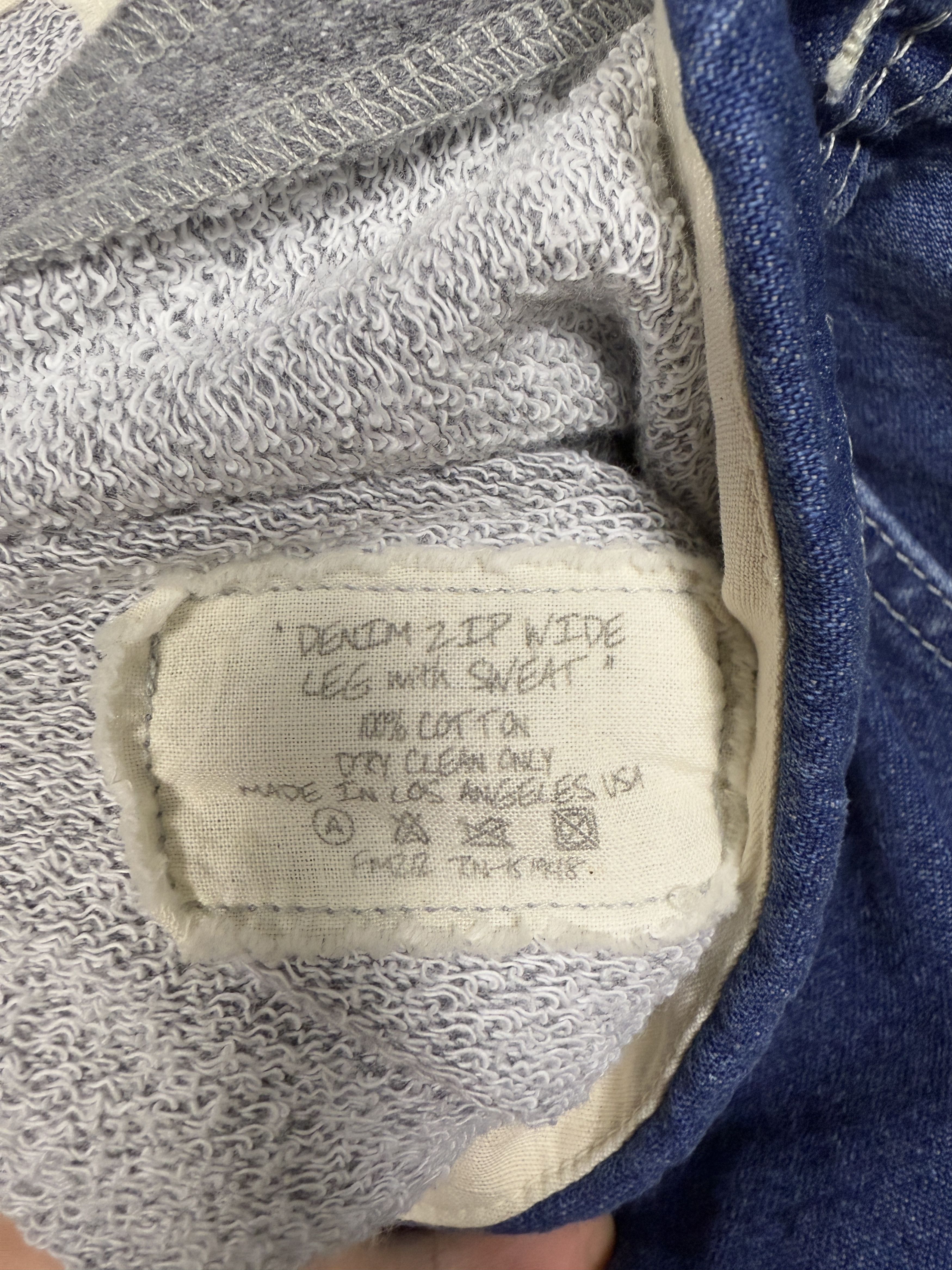 Greg Lauren $1700 Greg Lauren Denim Zip Wide Leg Jeans with Sweats Size US 34 / EU 50 - 7 Thumbnail
