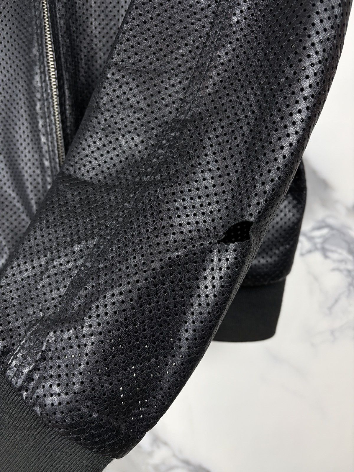 Maison Margiela SS07 Maison Margiela Perforated Leather Bomber Jacket Black Size US M / EU 48-50 / 2 - 6 Thumbnail