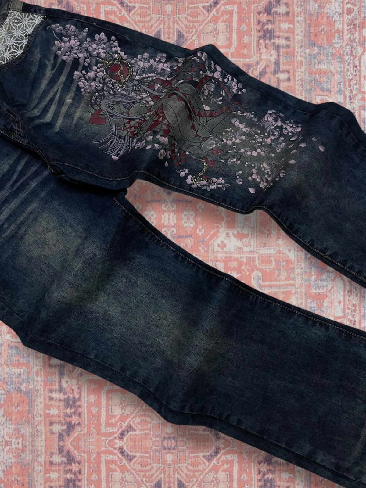 Beauty Beast Vintage 1990s Designer Japan Tradition Queen Of Storm Denim Size US 32 / EU 48 - 6 Thumbnail