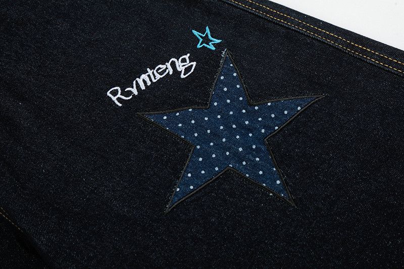 Jean Retro Embroidered Puppy Washed Straight-Leg Jeans Size US 32 / EU 48 - 4 Thumbnail
