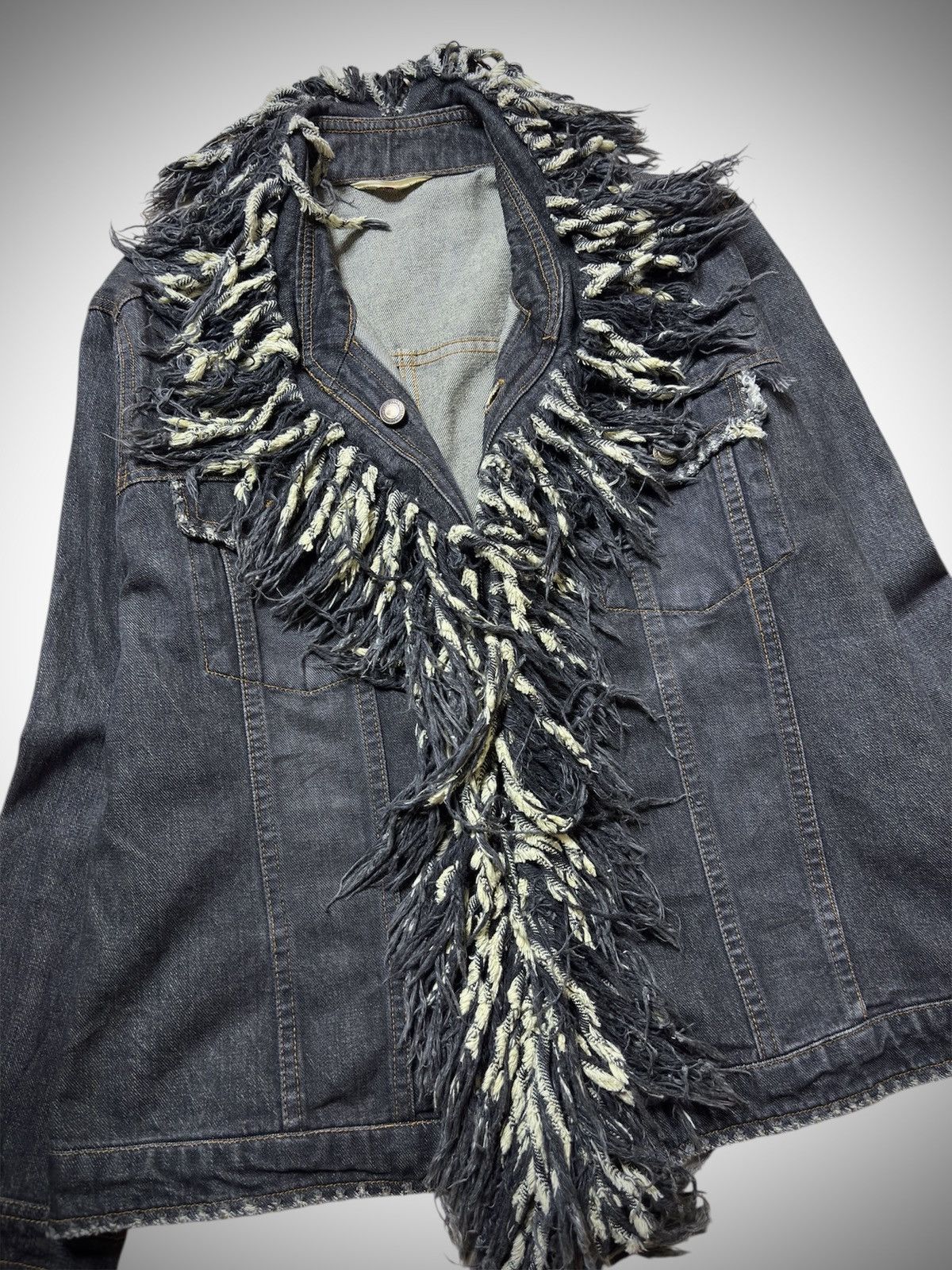 Japanese Brand 2000’s Petit a Petit - Denim Rip Fringe Size L / US 10 / IT 46 - 2 Thumbnail