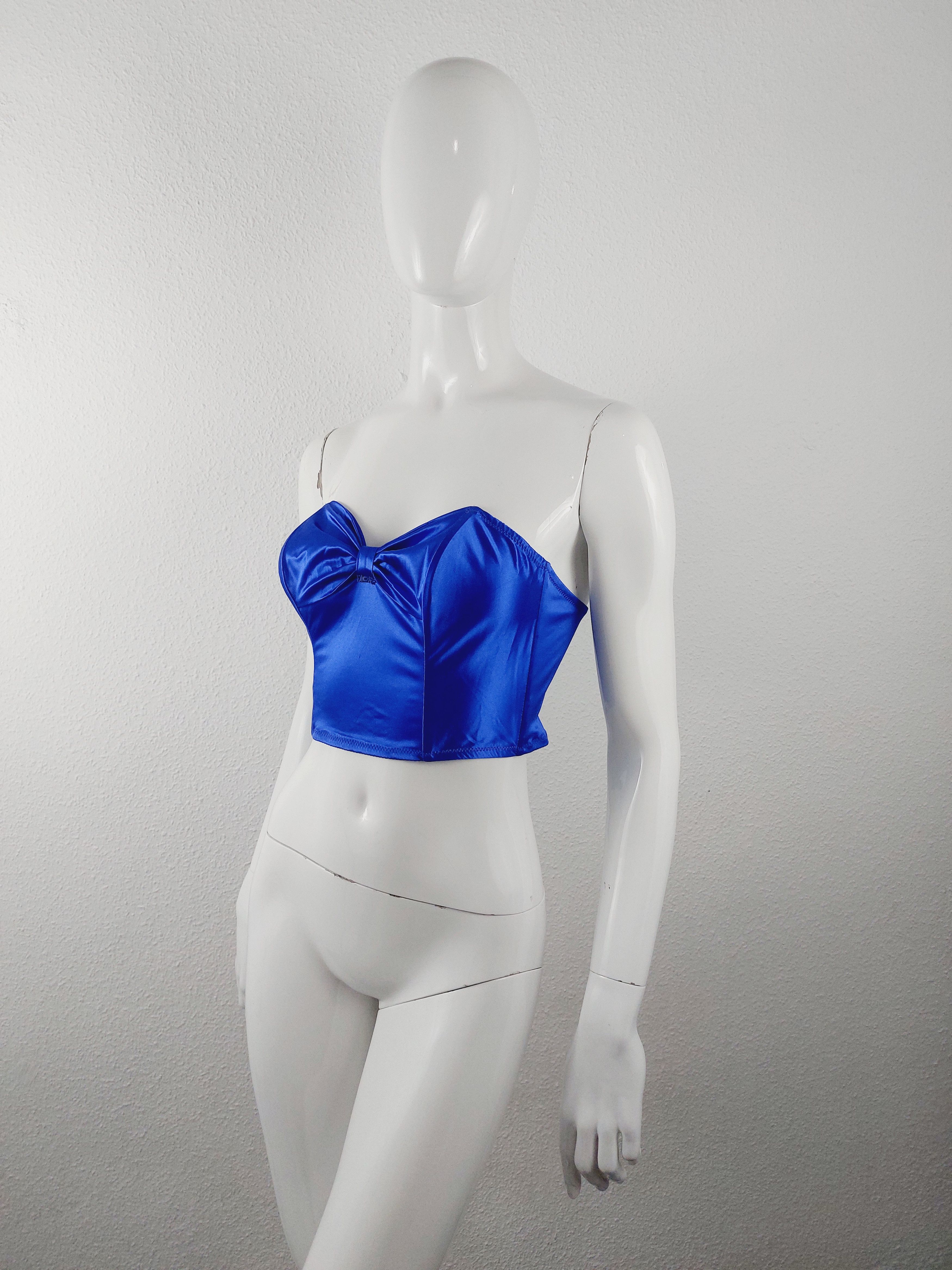 Vintage Christian Dior Navy Blue Logo Corset Bustier NWT