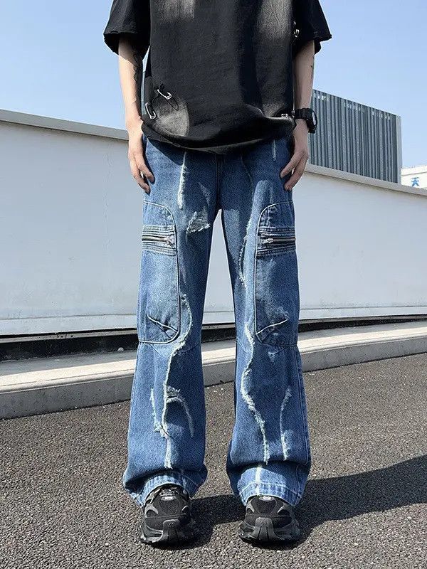 Japanese Brand Retro loose high street wide leg jeans Size US 32 / EU 48 - 4 Thumbnail