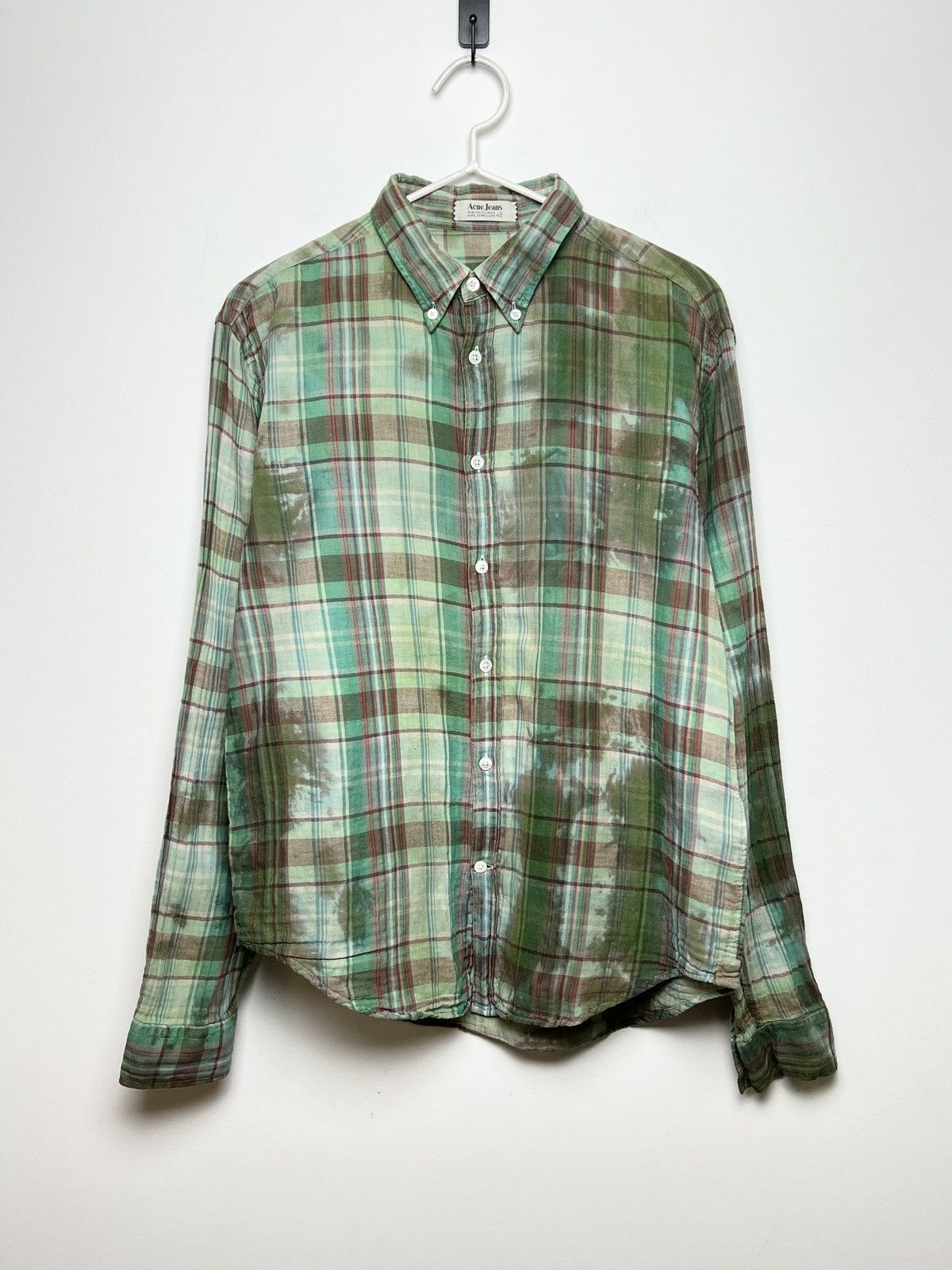 Acne Studios acne vintage travis plaid flannel shirt bleached tie dye y2k Size US M / EU 48-50 / 2 - 2 Thumbnail