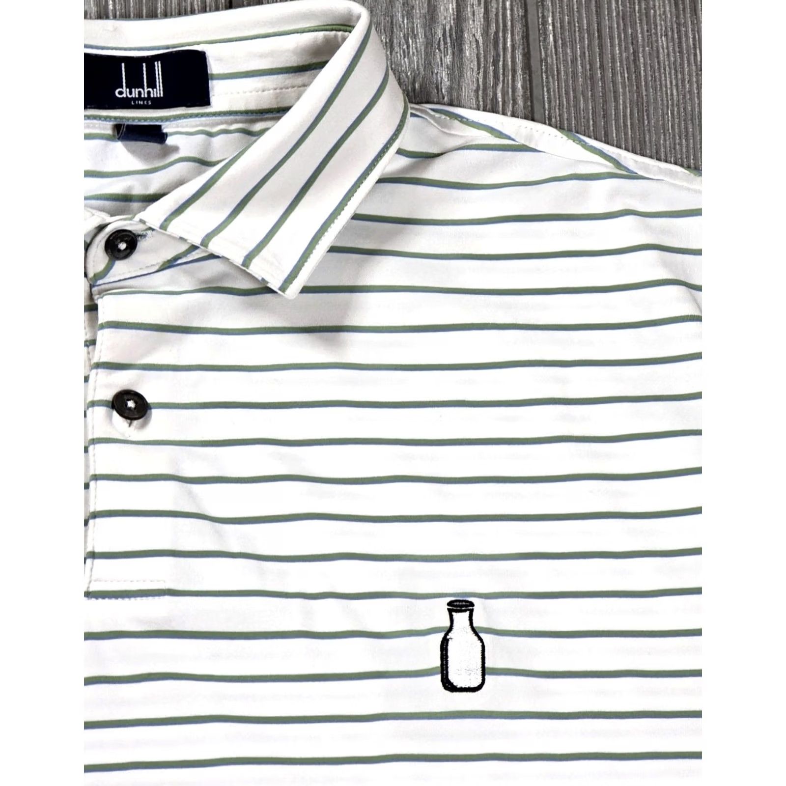 Vintage Dunhill Polo Shirt Golf White Green Stripe M Adult Regular Short Sleeve Polo Shirt Mens Size US M / EU 48-50 / 2 - 3 Thumbnail