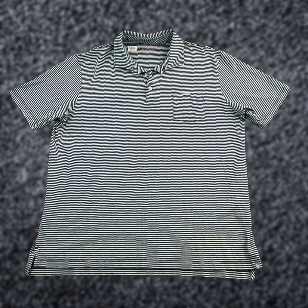 Peter Millar Peter Millar Polo Shirt Mens XL Navy Striped Cotton Stretch Golf Pocket Shirt Mens XL Navy Blue Striped Polo Size US XL / EU 56 / 4 - 1 Thumbnail