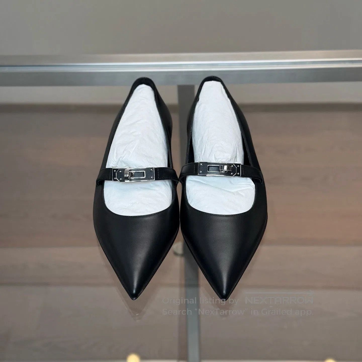 Hermes HERMES New Black Silver Kelly Ballet Flats. Size US 5.5 / IT 35.5 - 2 Thumbnail